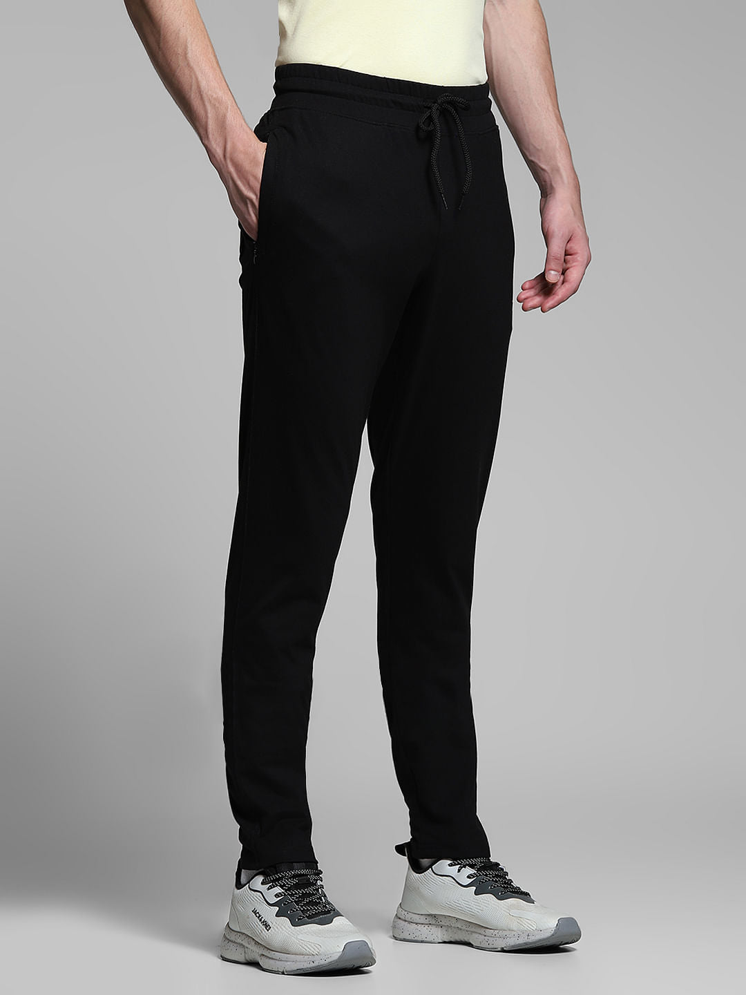 Black Cotton Slim Fit Trackpants