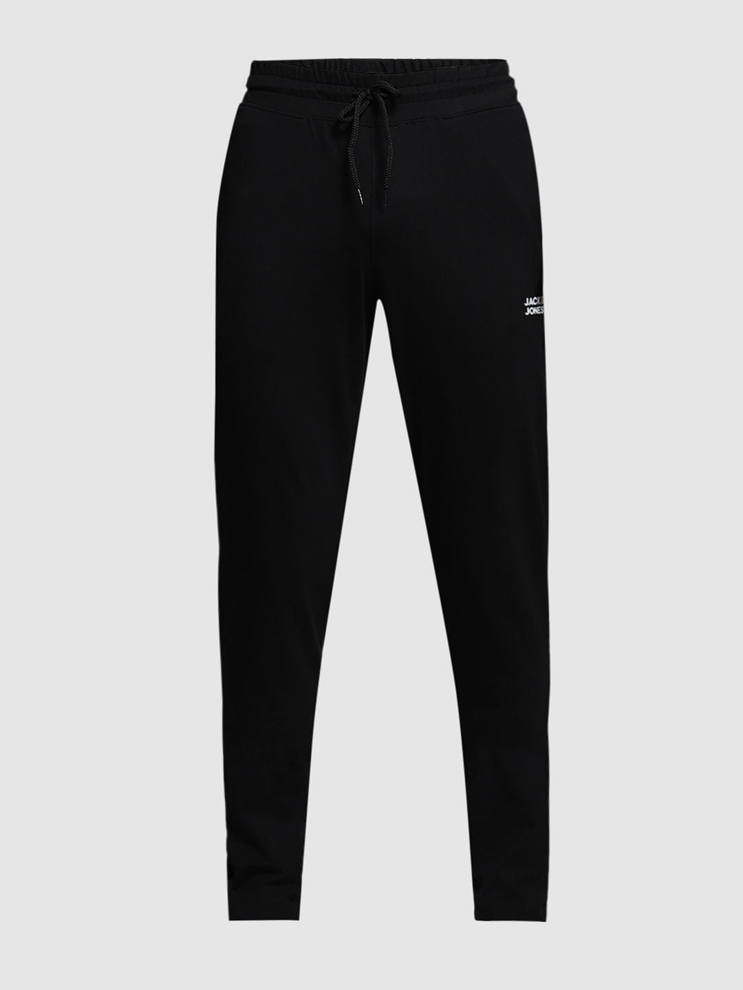 Black Cotton Slim Fit Trackpants