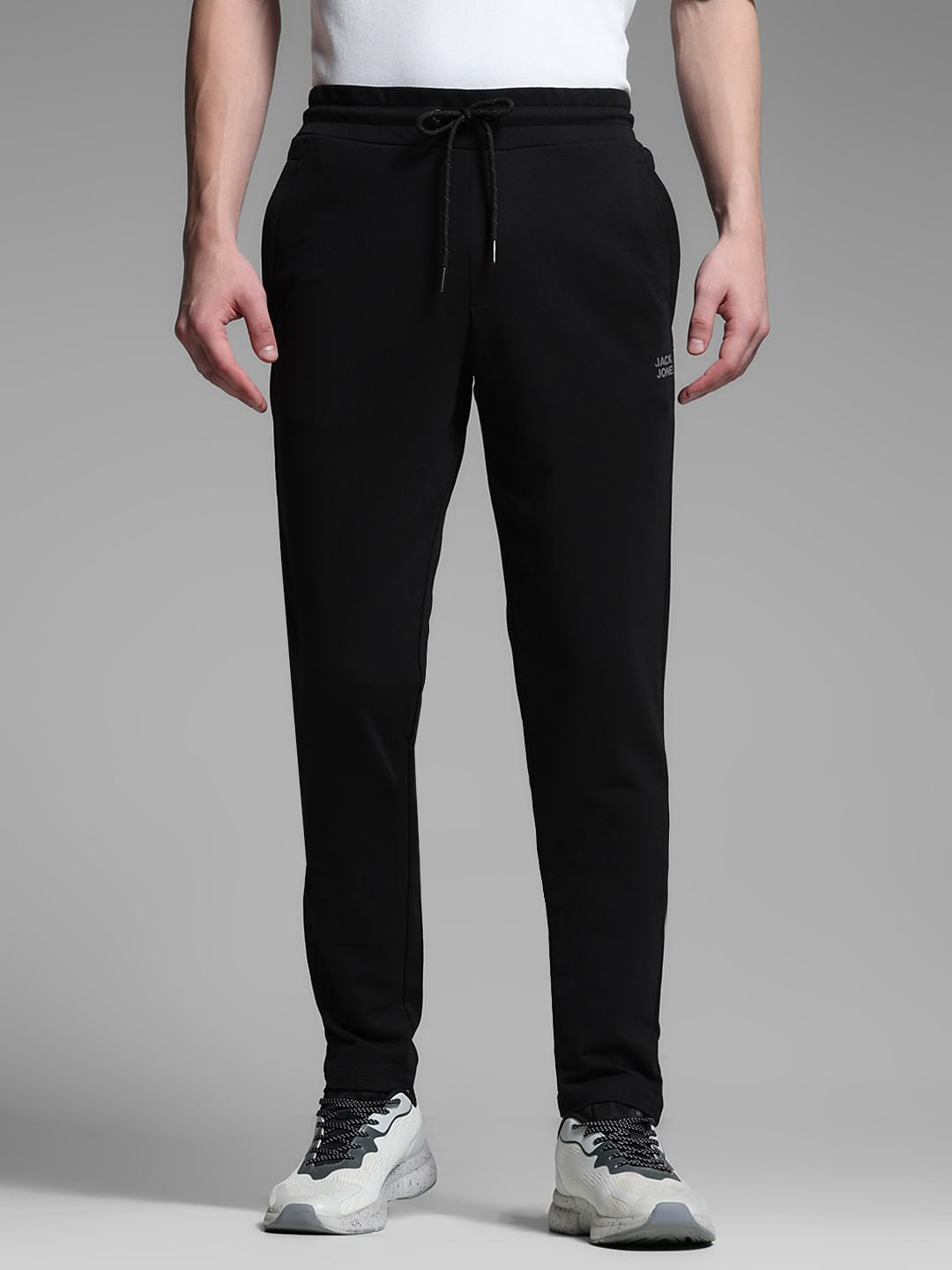 Black Anti Fit Drawstring Trackpants
