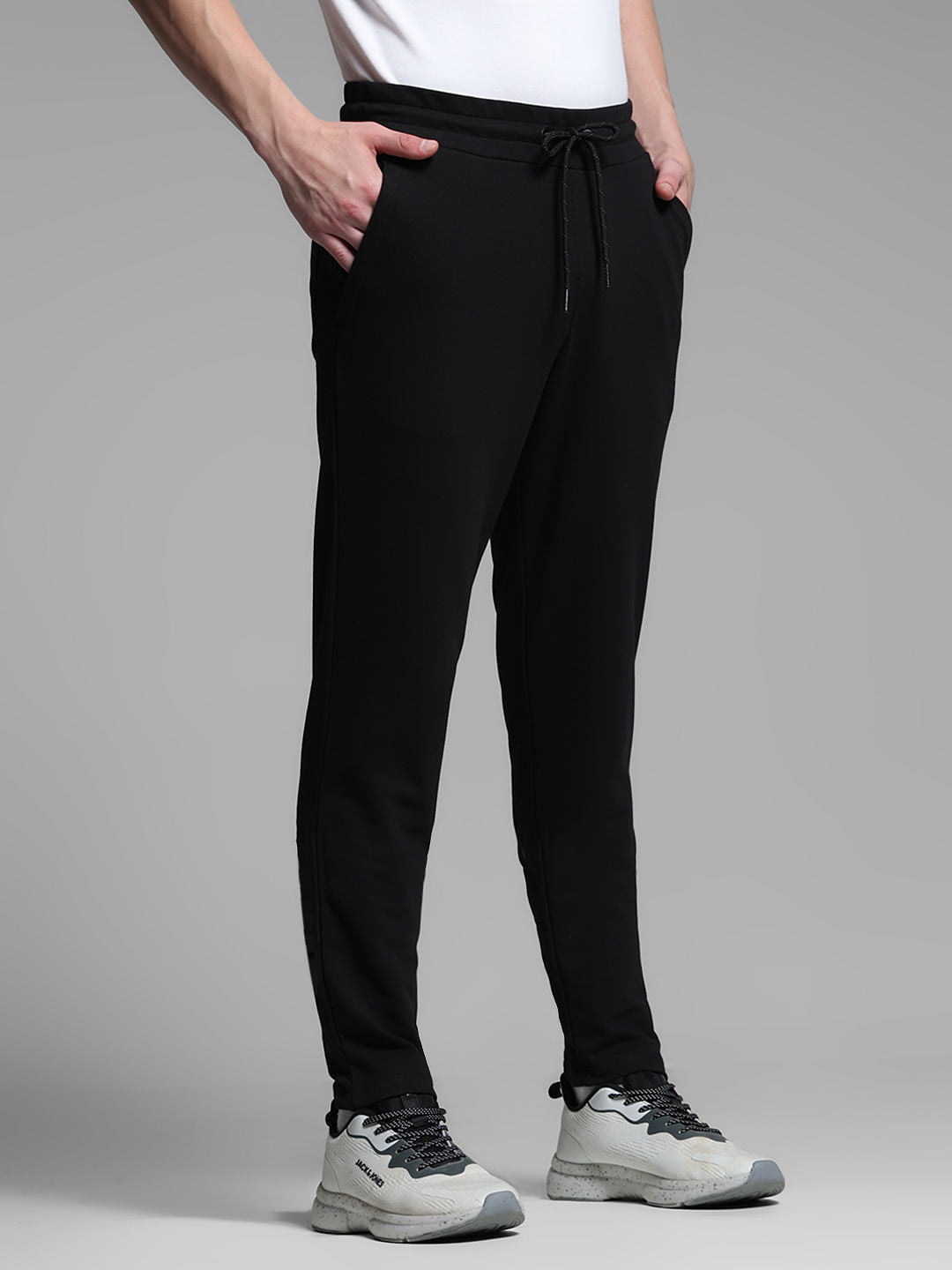 Black Anti Fit Drawstring Trackpants