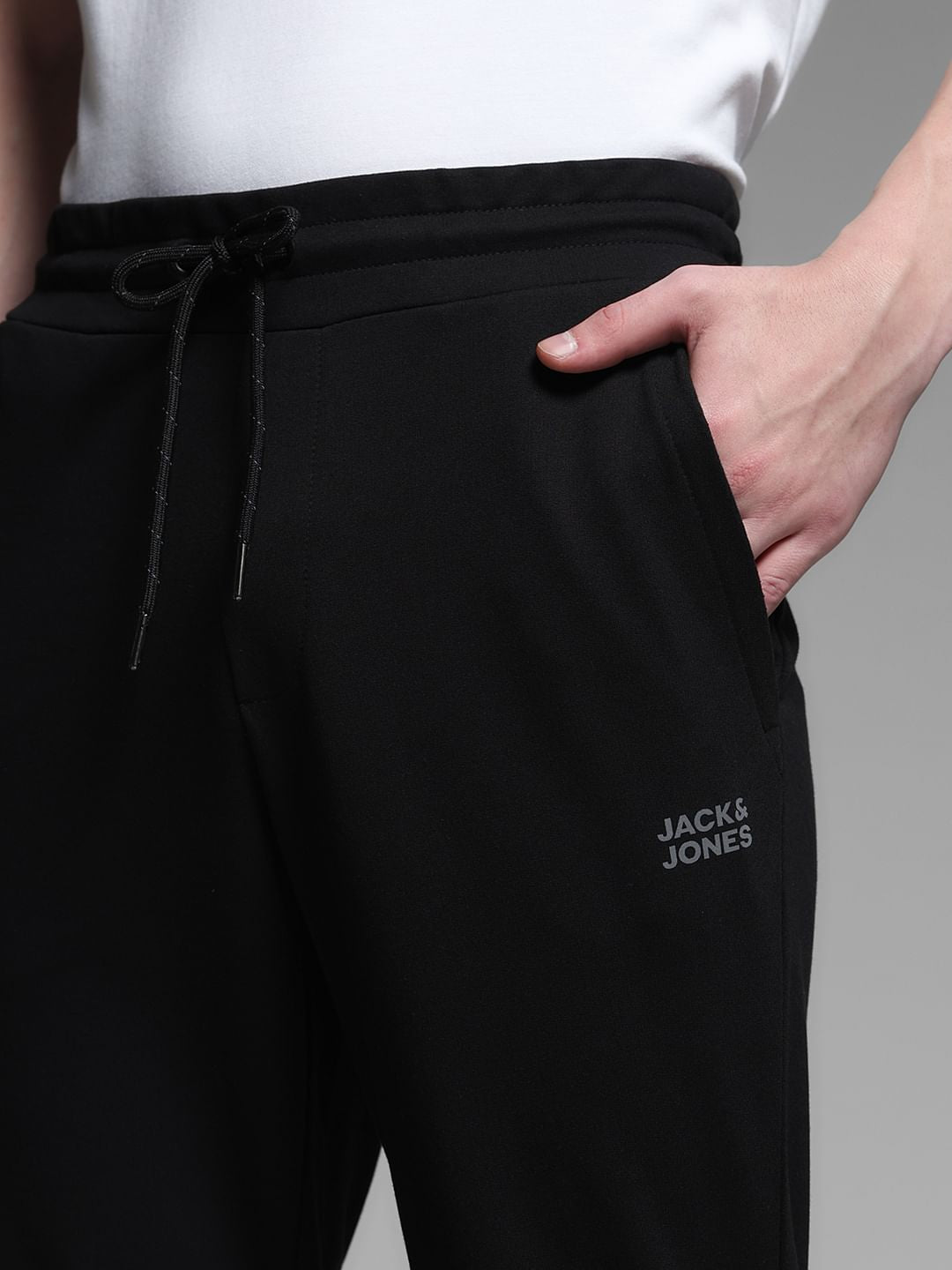 Black Anti Fit Drawstring Trackpants