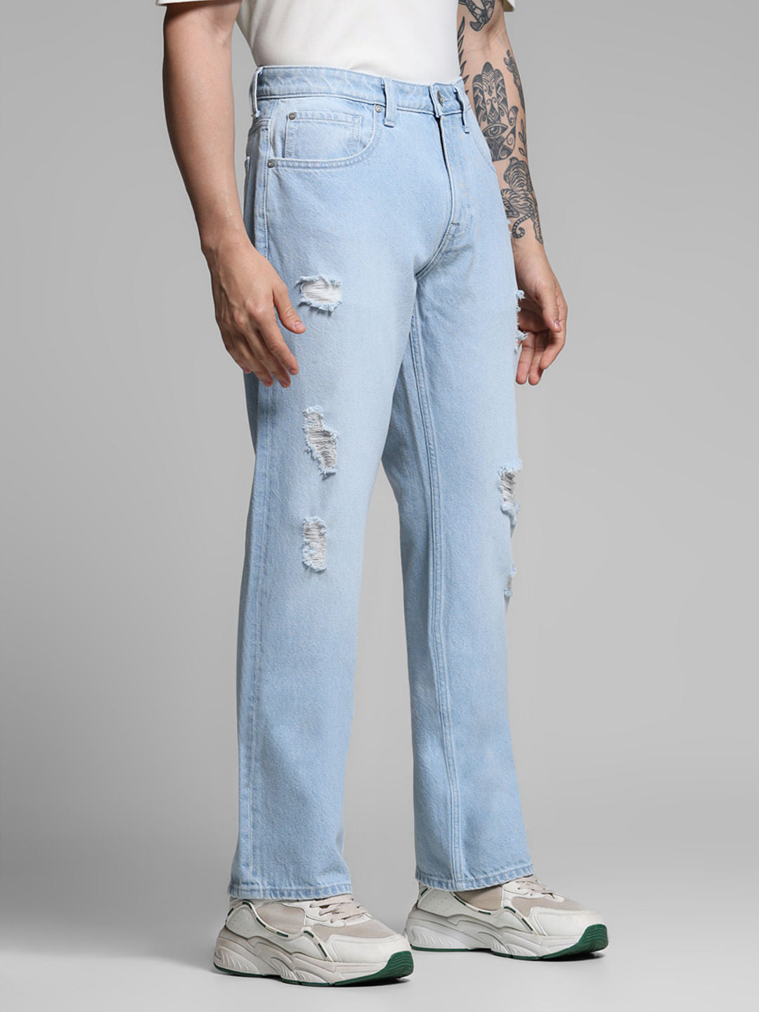 Light Blue Distressed Cliff Bootcut Jeans