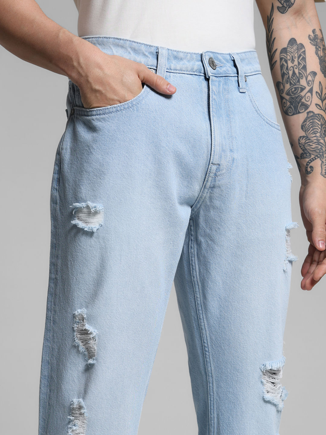 Light Blue Distressed Cliff Bootcut Jeans