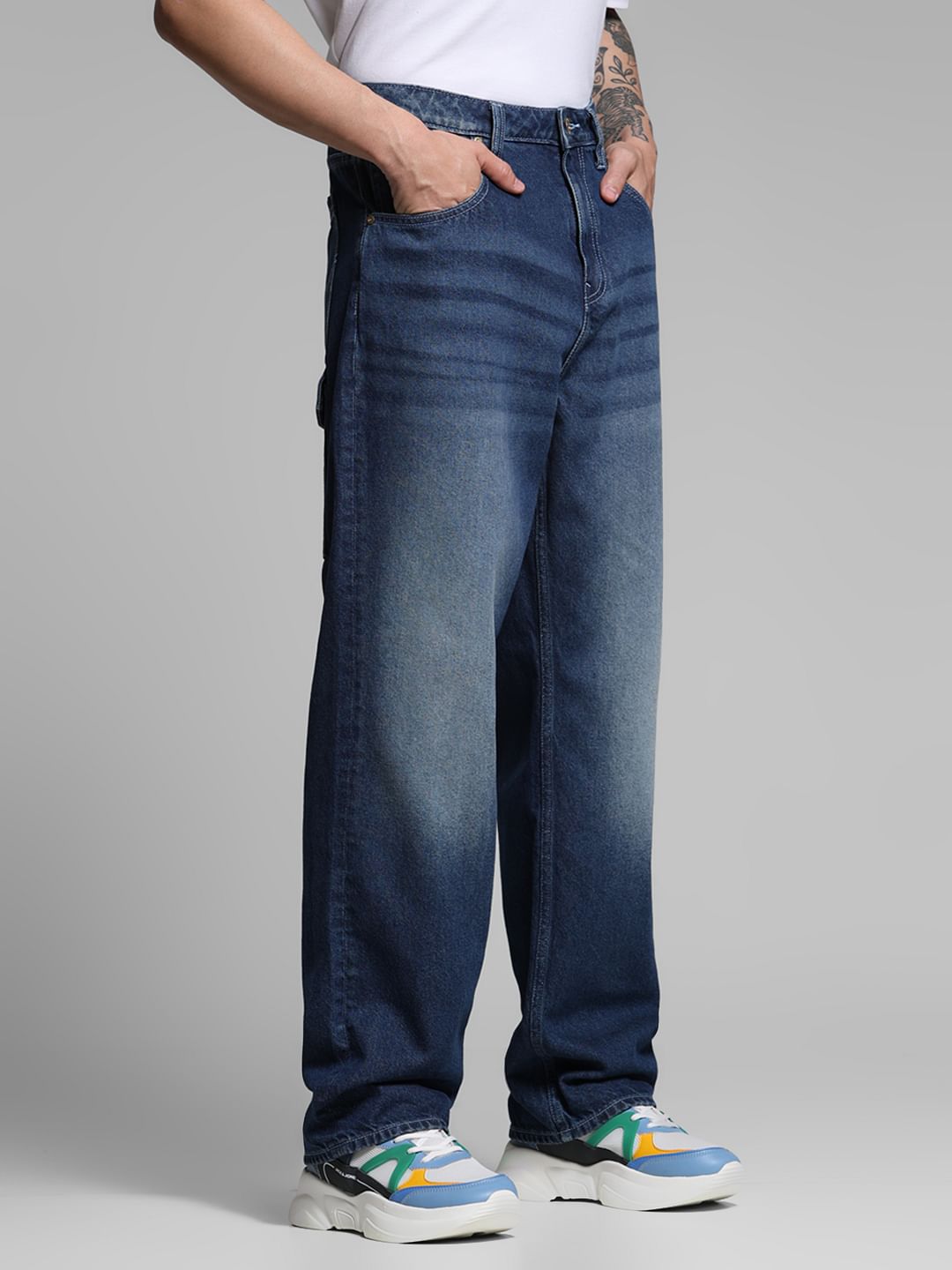 Dark Blue High Rise Dario Loose Fit Jeans