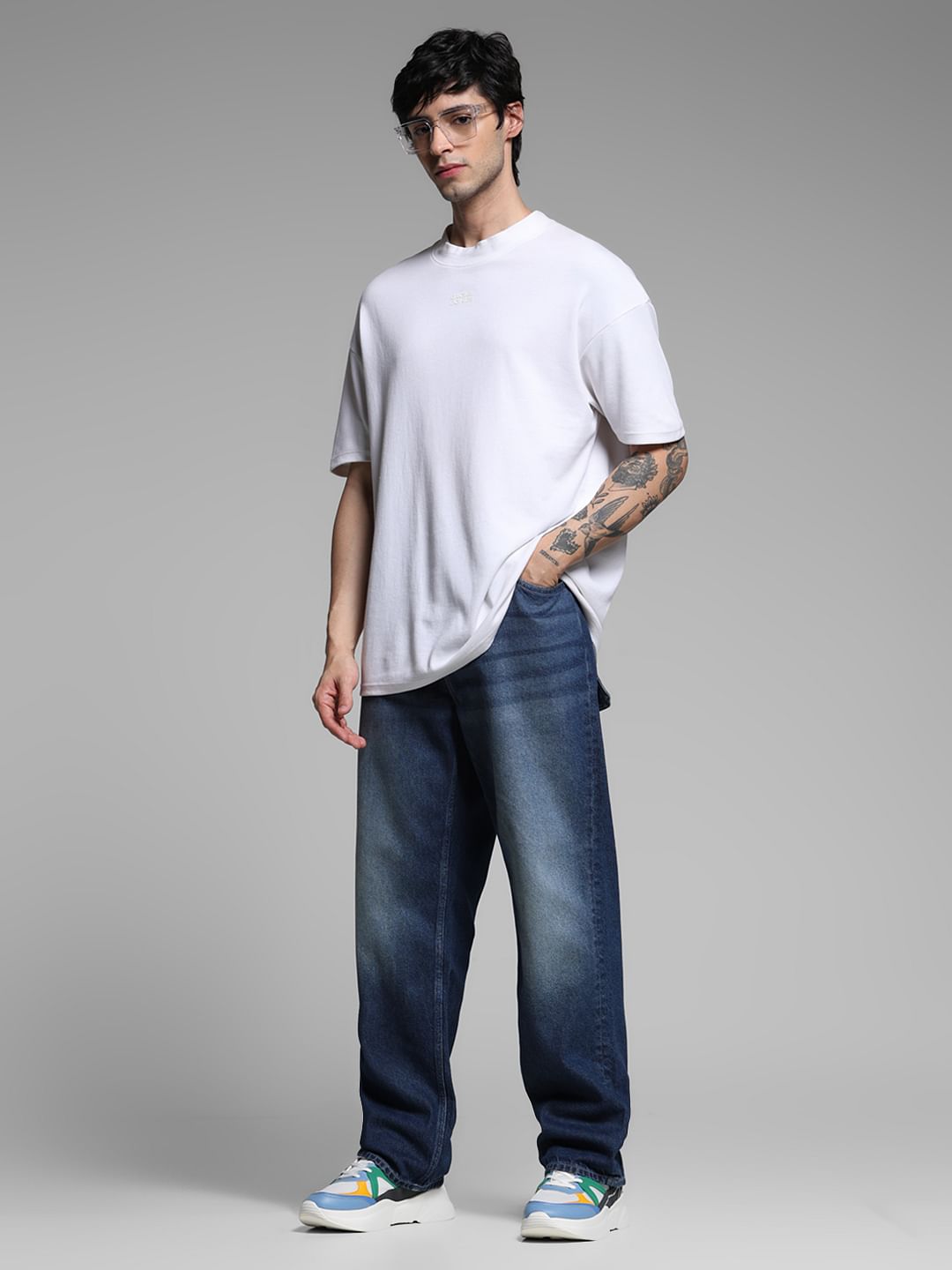 Dark Blue High Rise Dario Loose Fit Jeans