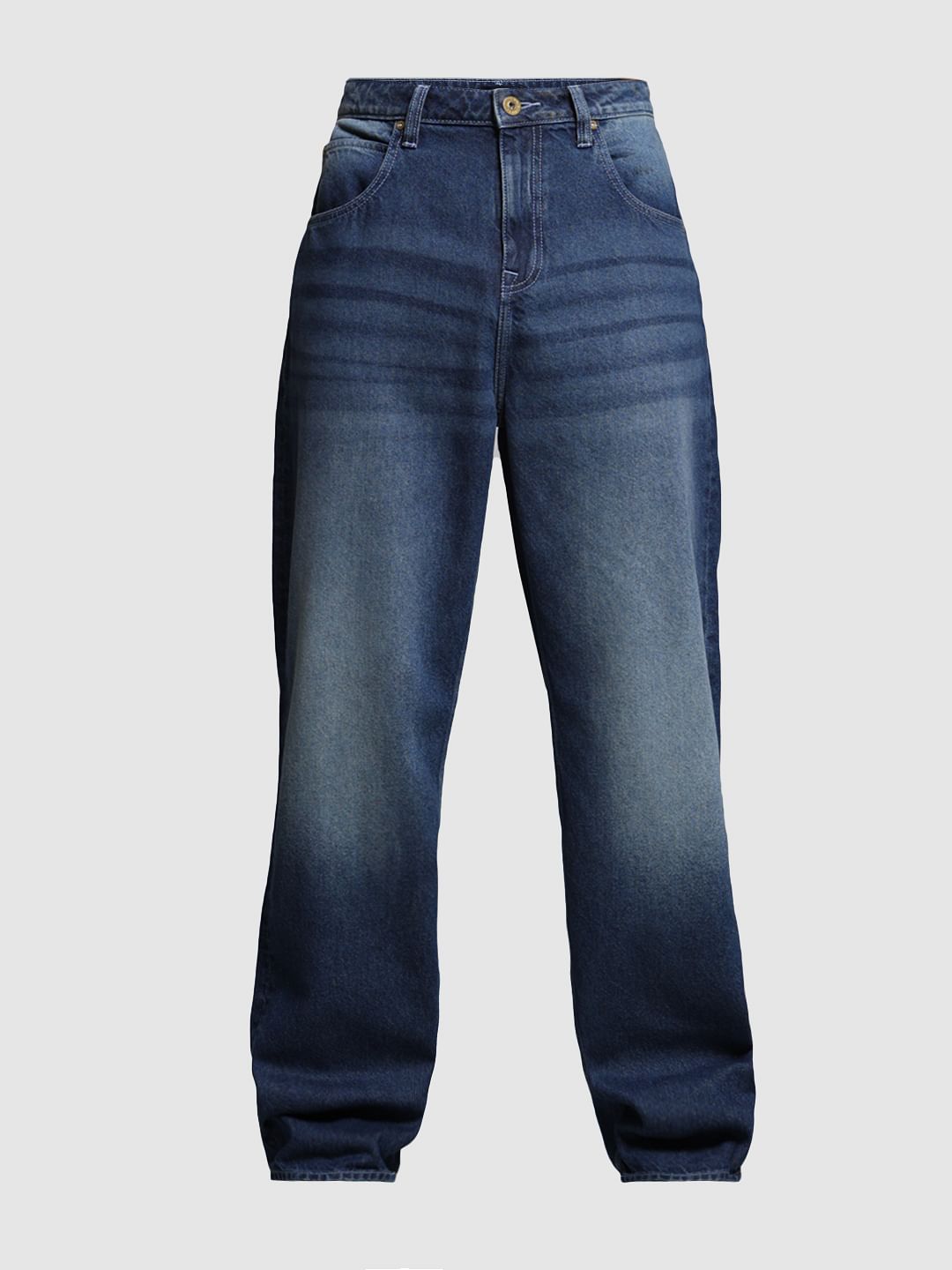 Dark Blue High Rise Dario Loose Fit Jeans