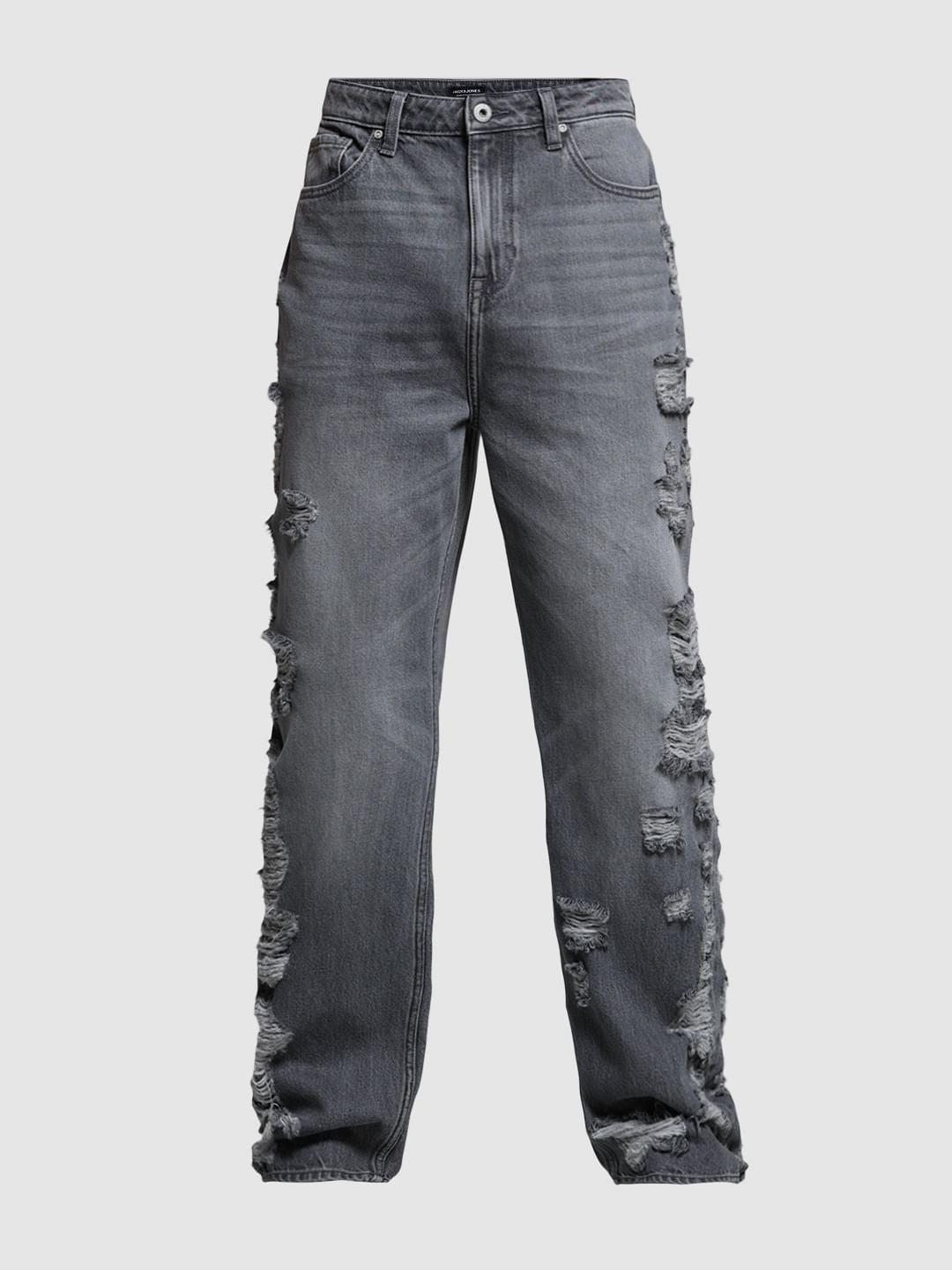 Grey Distressed Dario Loose Fit Jeans