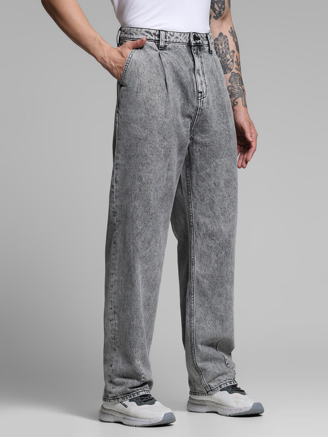 Grey High Rise Dario Loose Fit Jeans