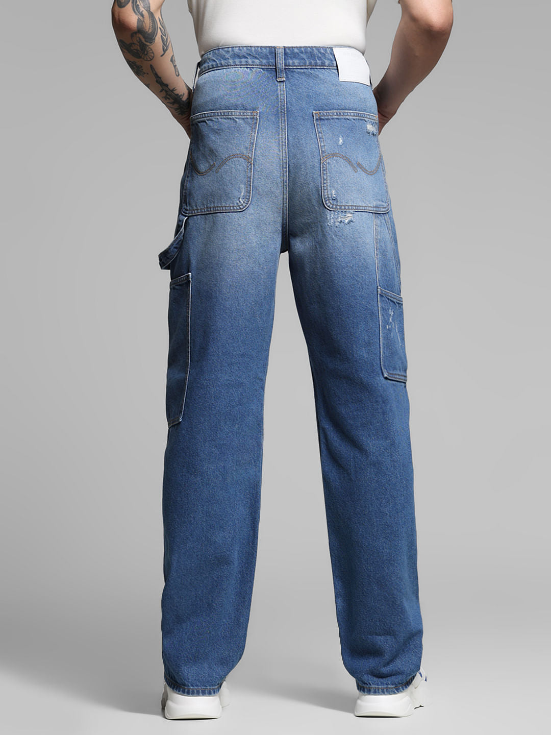 Blue Distressed Dario Loose Fit Jeans