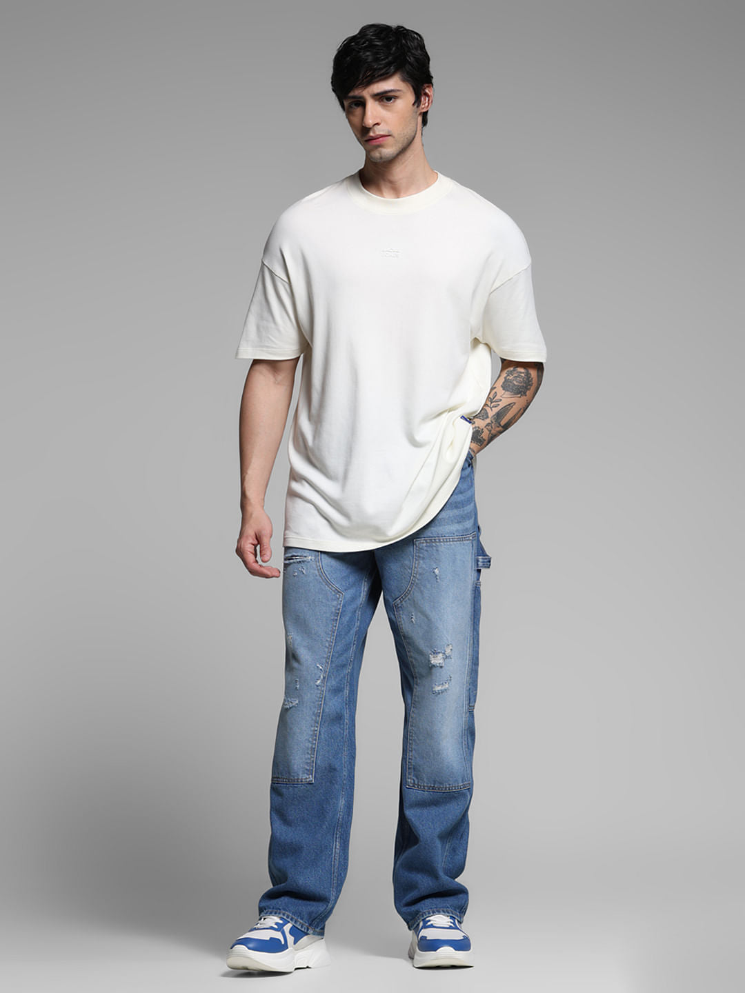 Blue Distressed Dario Loose Fit Jeans
