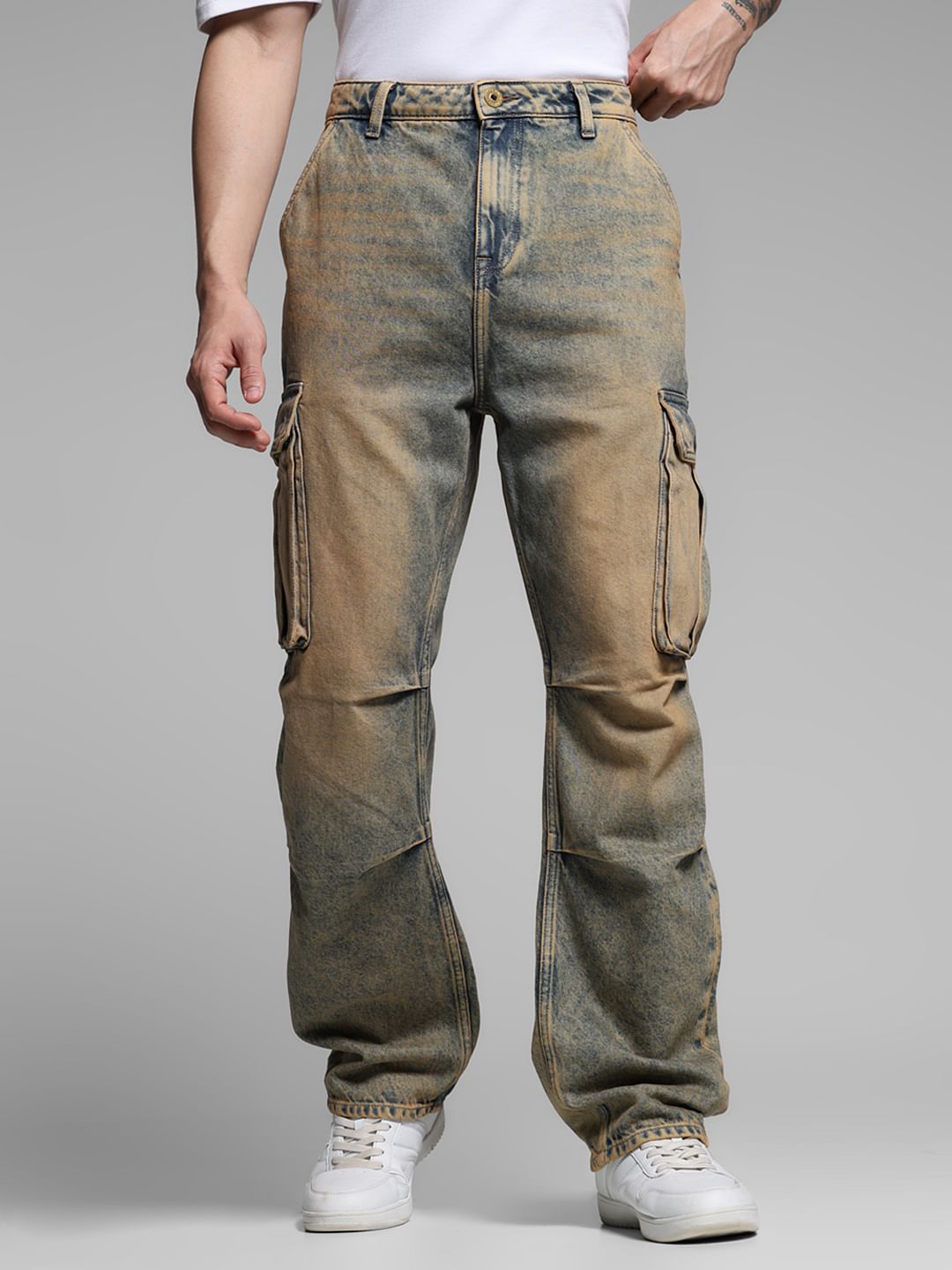 Blue Heavily Washed Dario Loose Fit Jeans