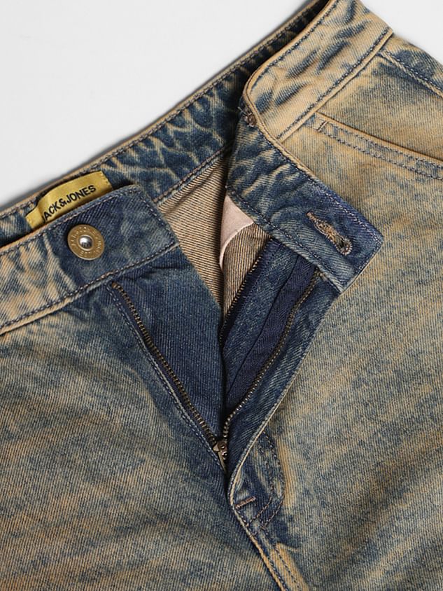 Blue Heavily Washed Dario Loose Fit Jeans