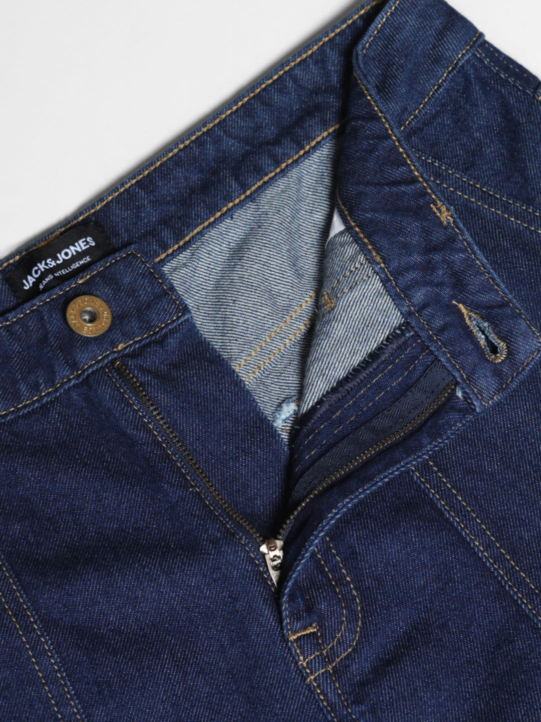 Men's Dark Blue Cargo Jeans In 100% Cotton, Loose Fit