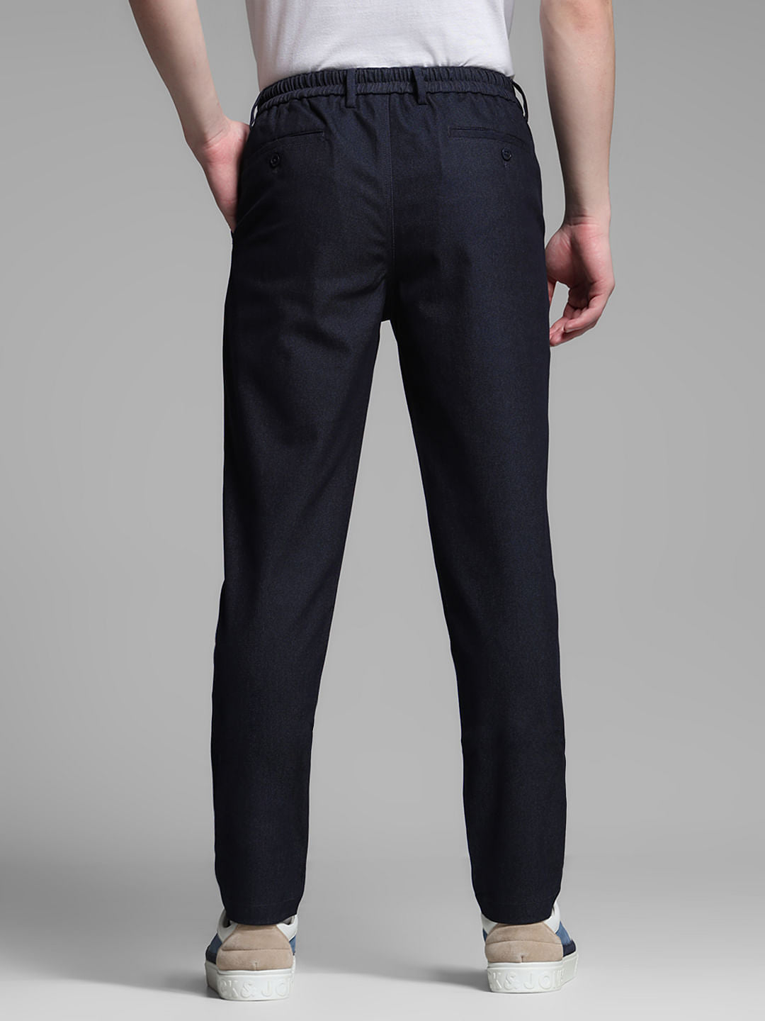 Navy Blue Mid Rise Anti Fit Pants