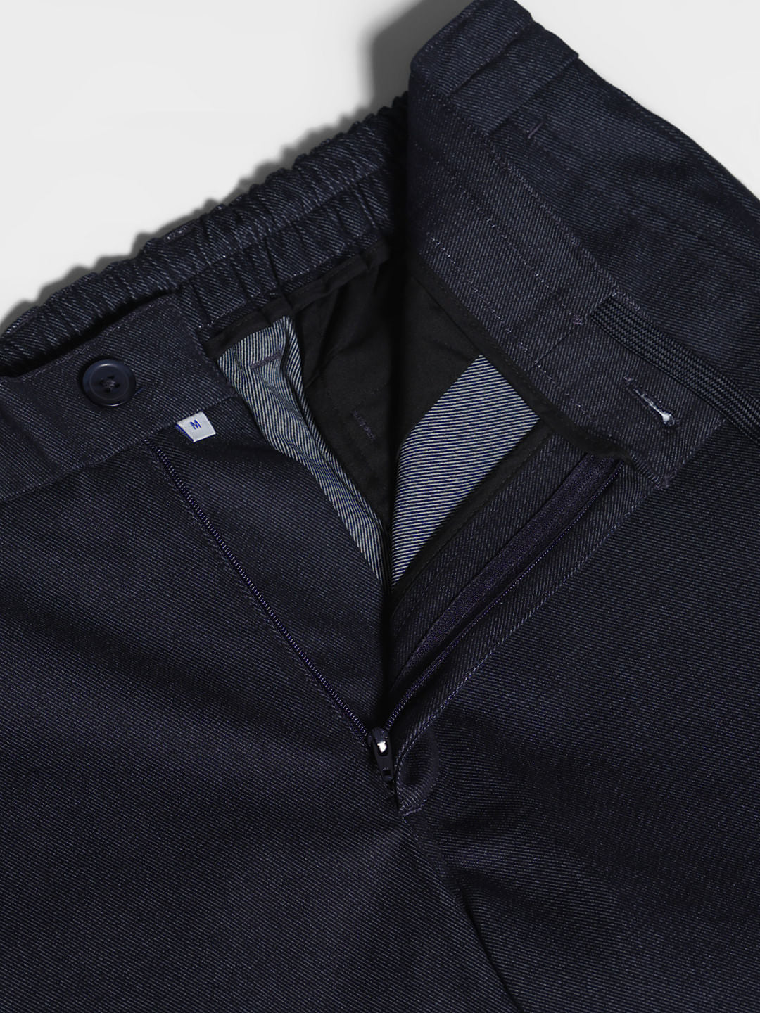 Navy Blue Mid Rise Anti Fit Pants