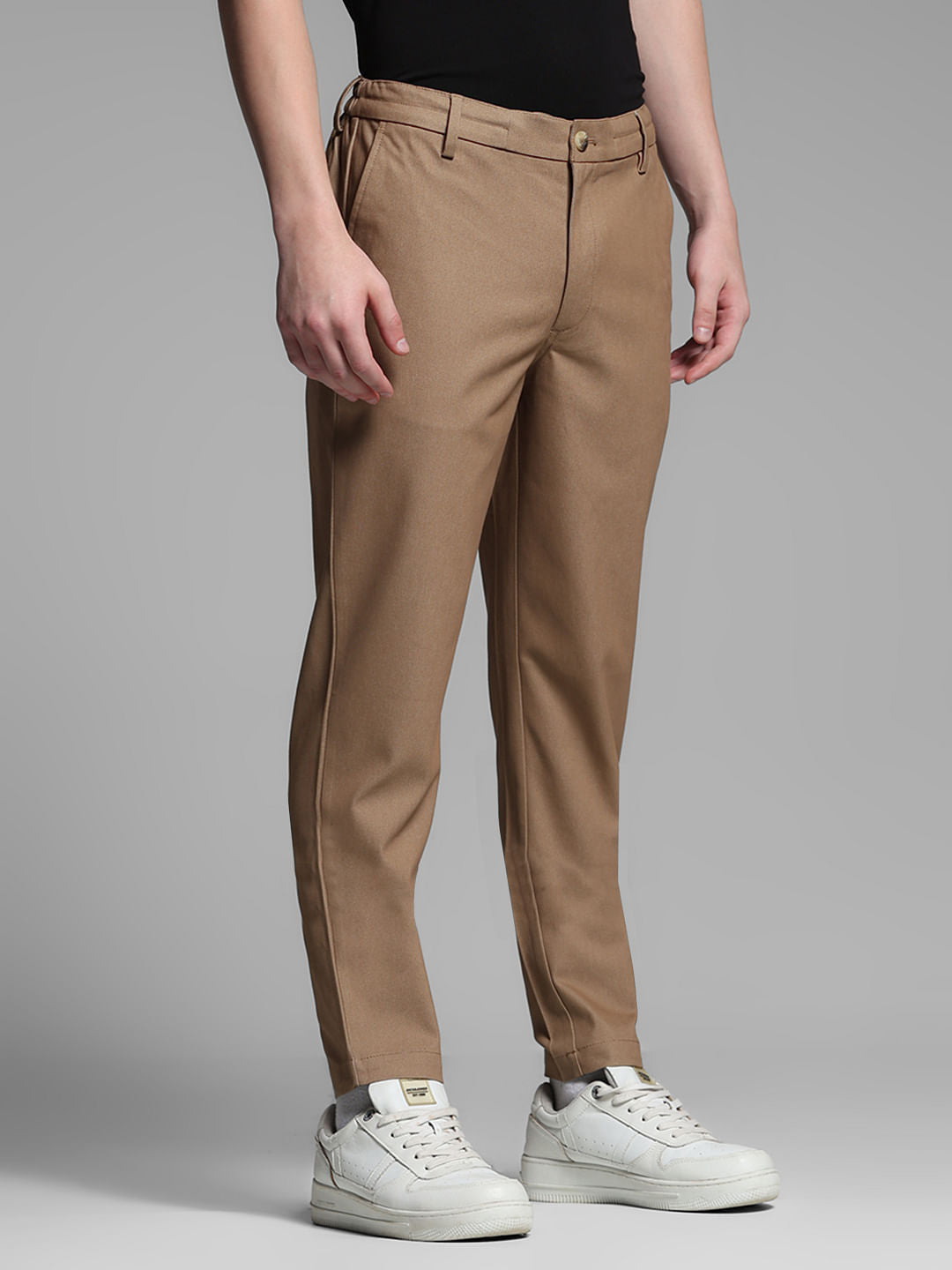 Brown Mid Rise Anti Fit Pants