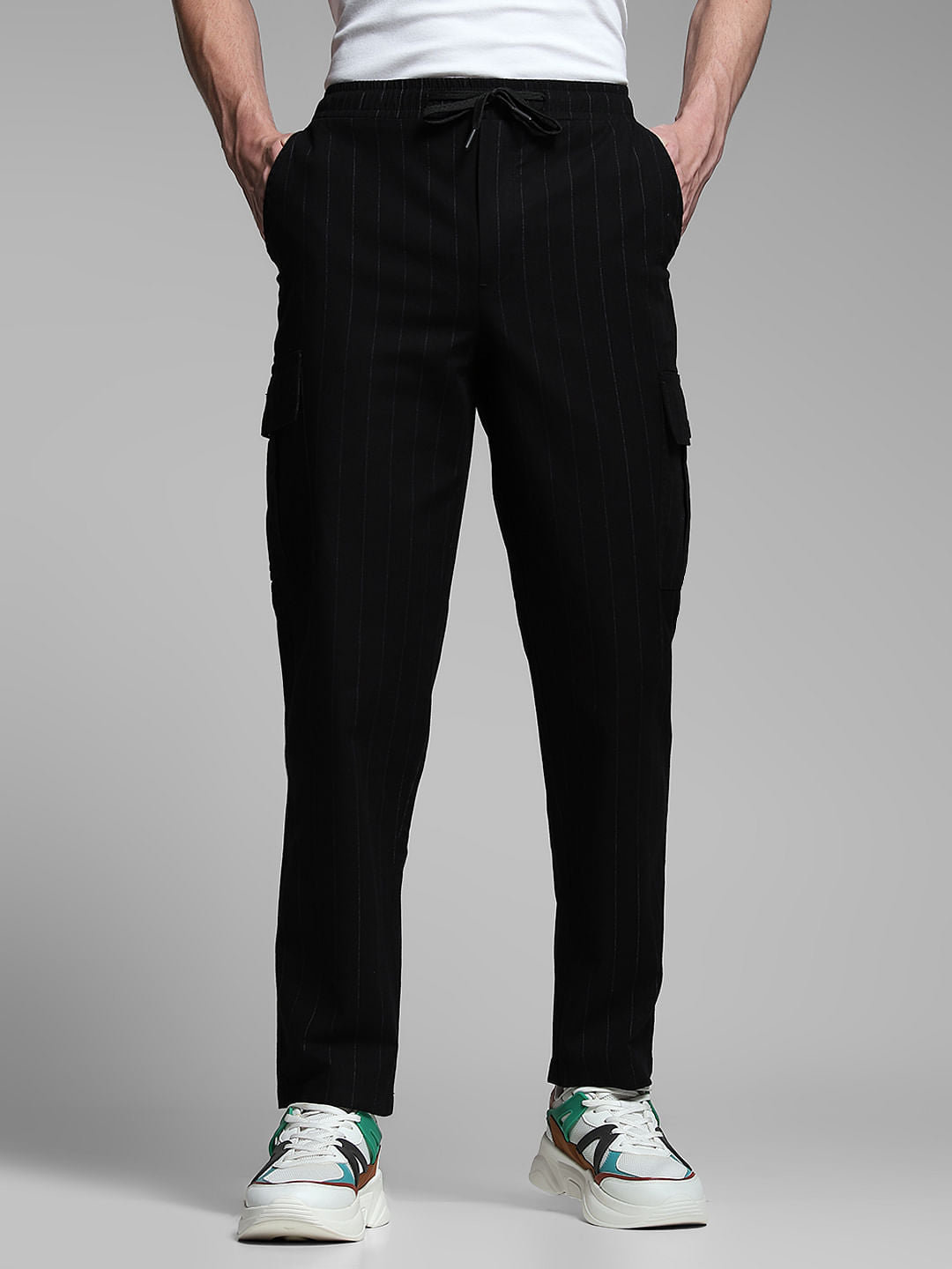 Black Striped Anti Fit Cargos