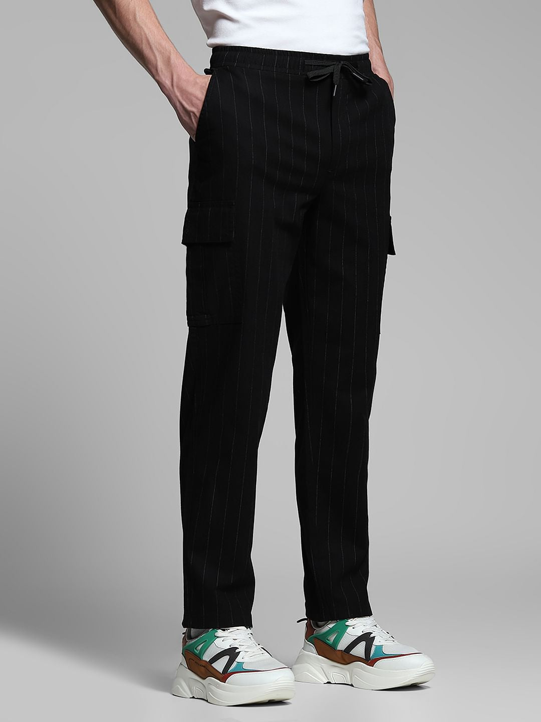 Black Striped Anti Fit Cargos