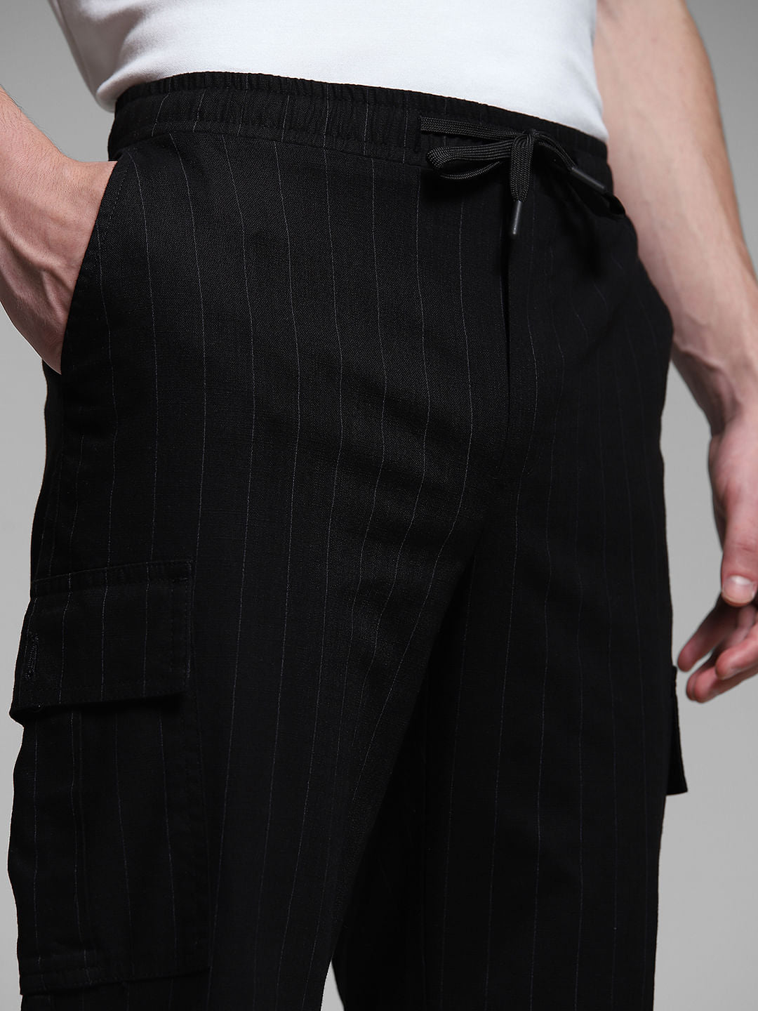 Black Striped Anti Fit Cargos