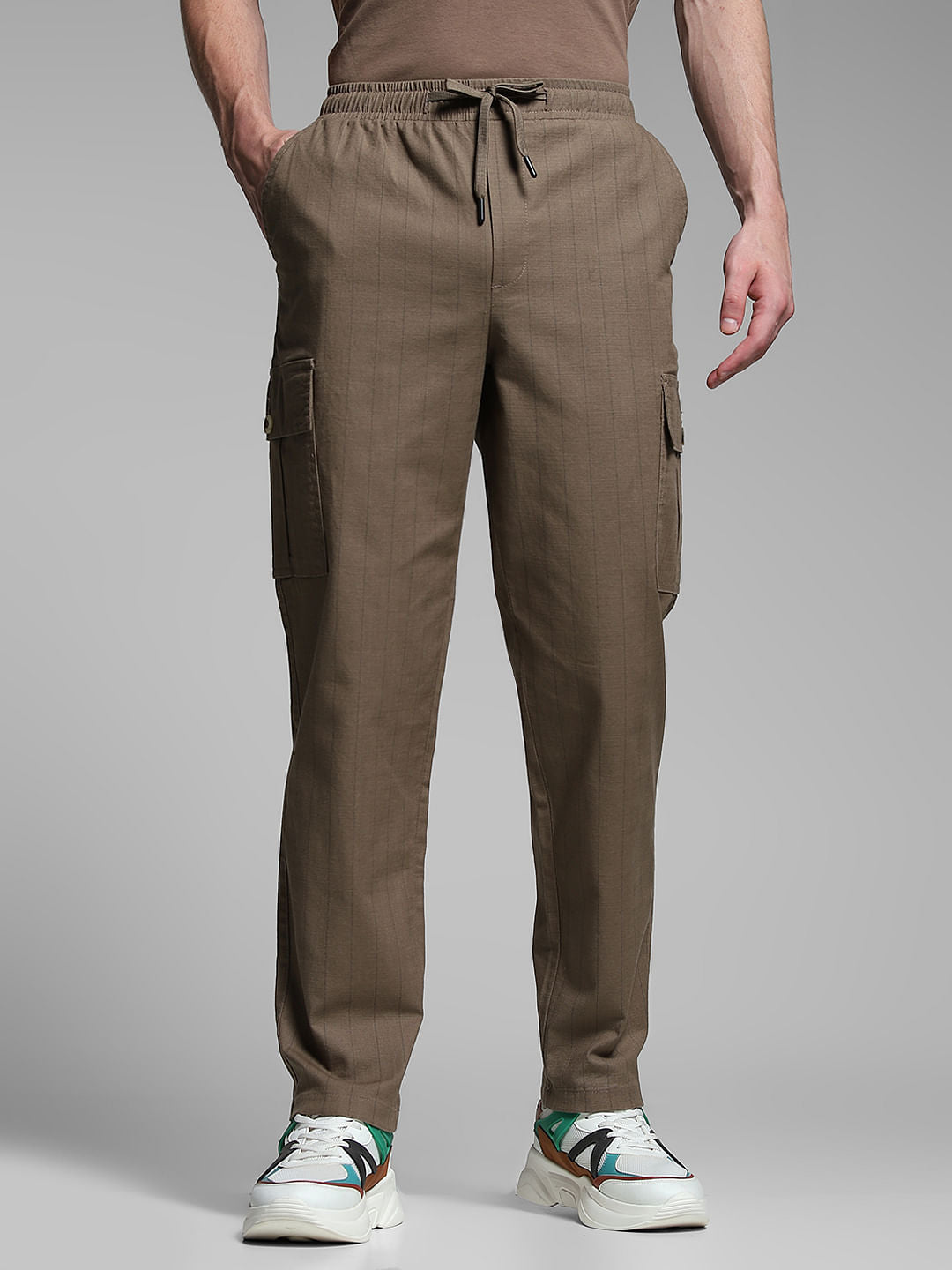 Deep Green Striped Anti Fit Cargos