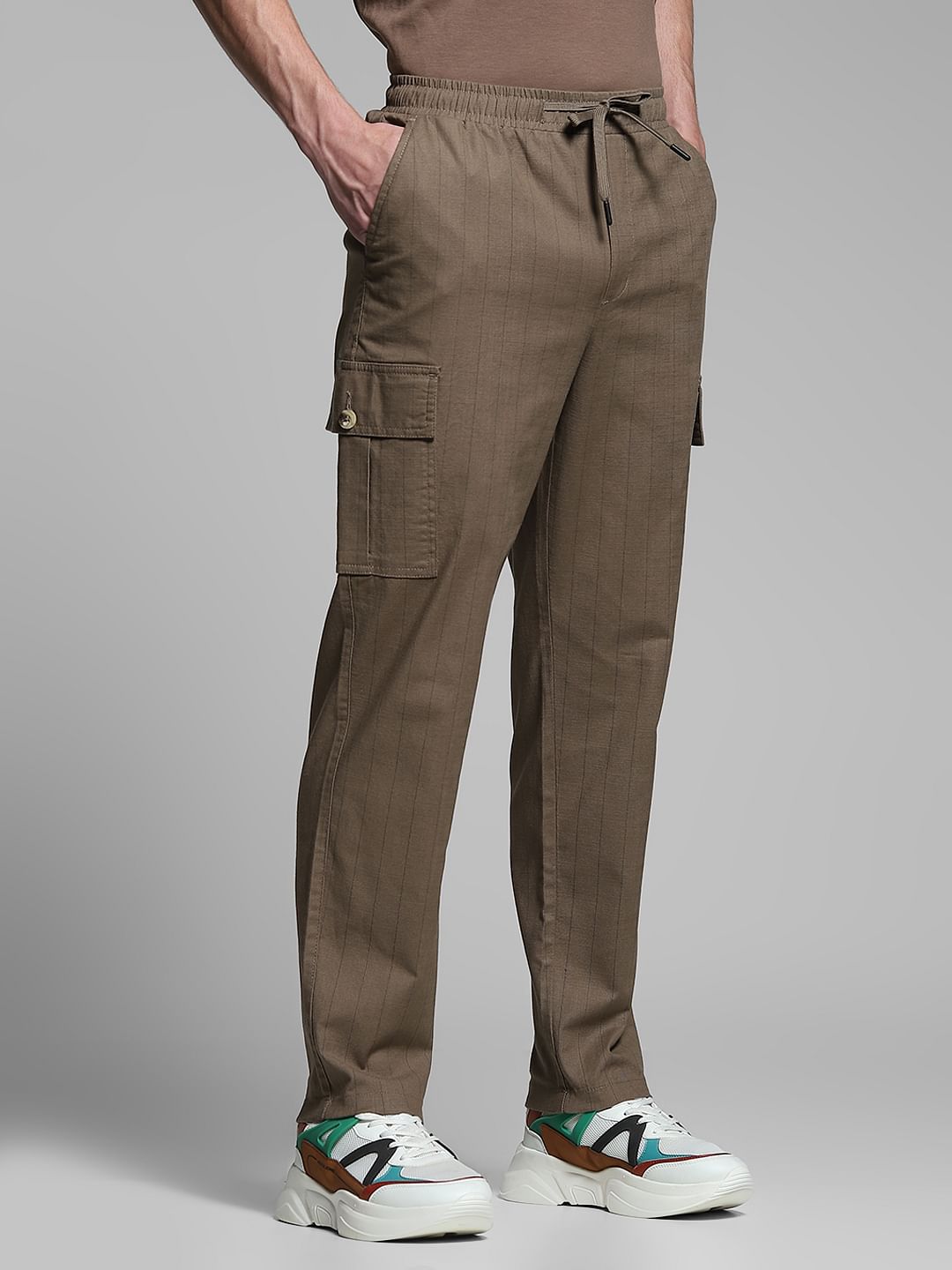 Deep Green Striped Anti Fit Cargos