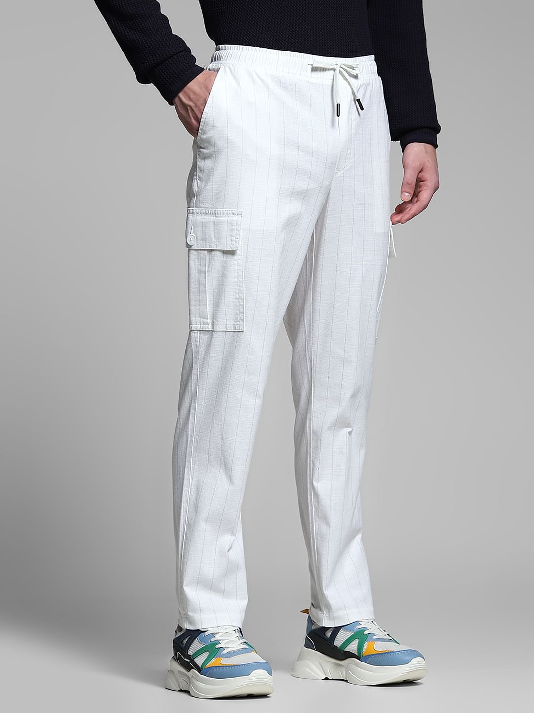 White Striped Anti Fit Cargos