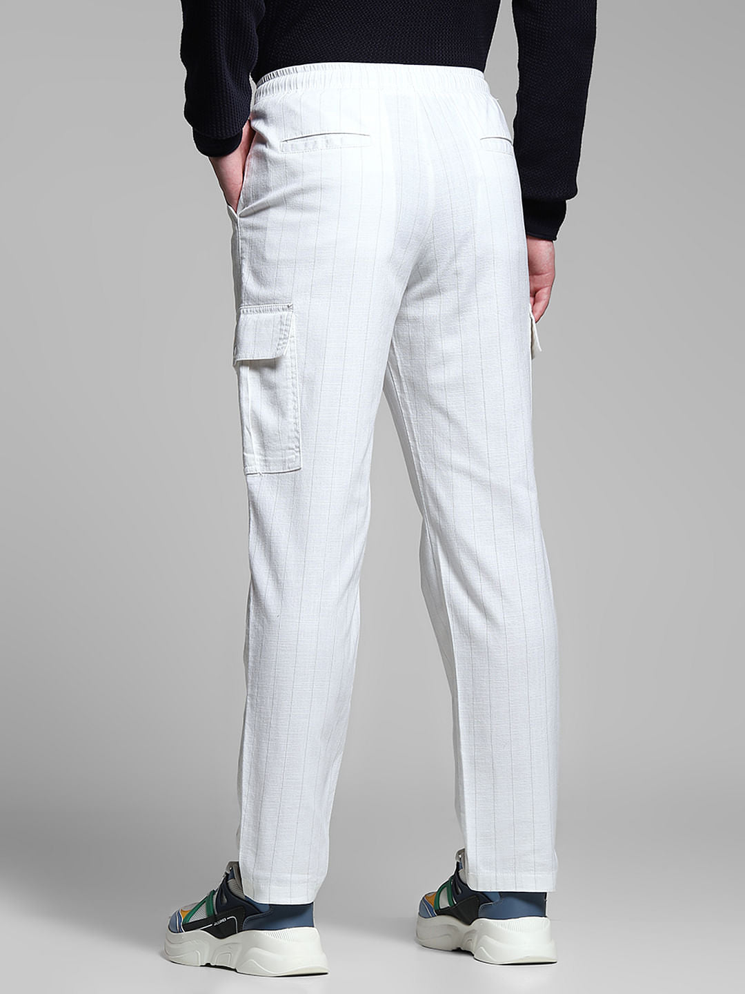 White Striped Anti Fit Cargos
