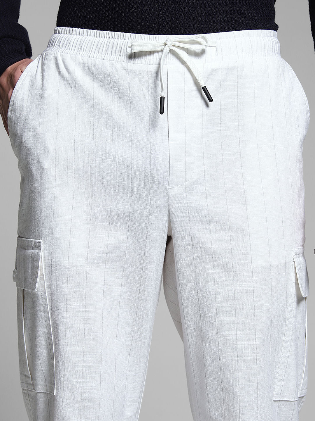White Striped Anti Fit Cargos