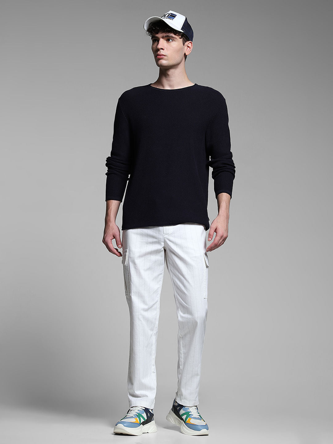 White Striped Anti Fit Cargos