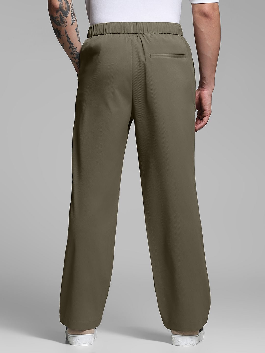 Warm Brown Ribbed Loose Fit Pants