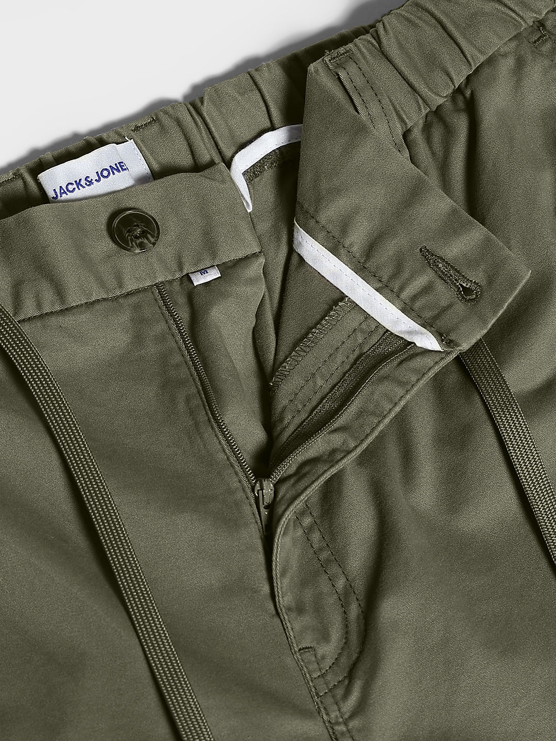 Olive Green Cotton Loose Fit Cargos