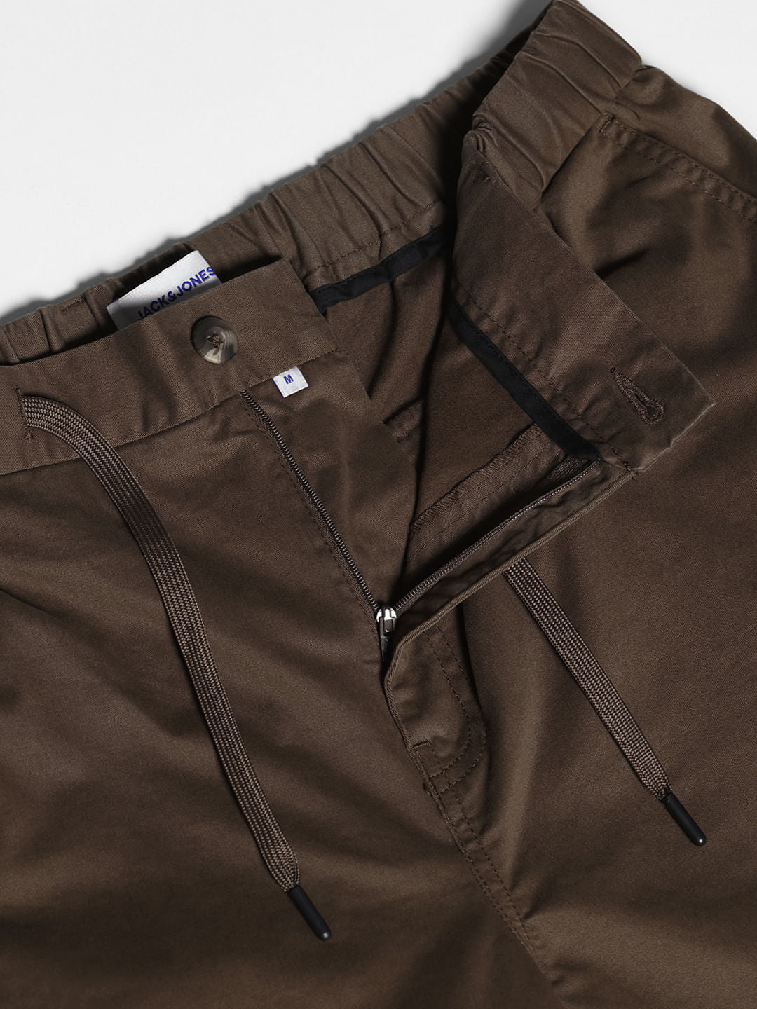 Dark Brown Mid Rise Loose Fit Cargos