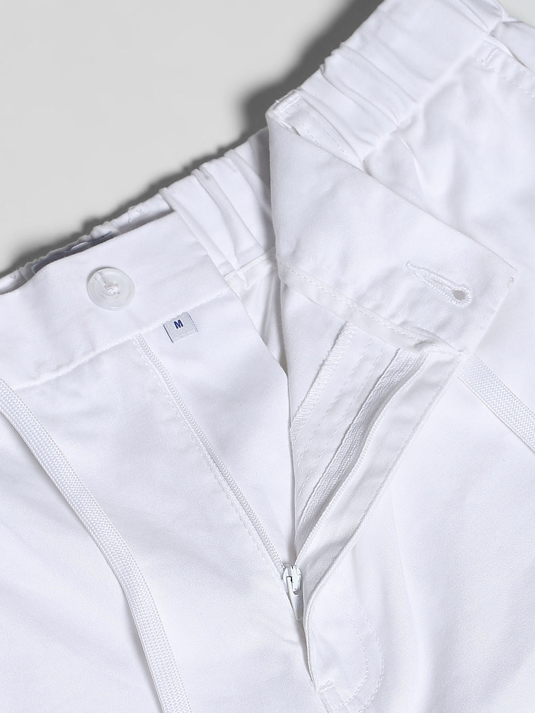 White Cotton Loose Fit Cargos
