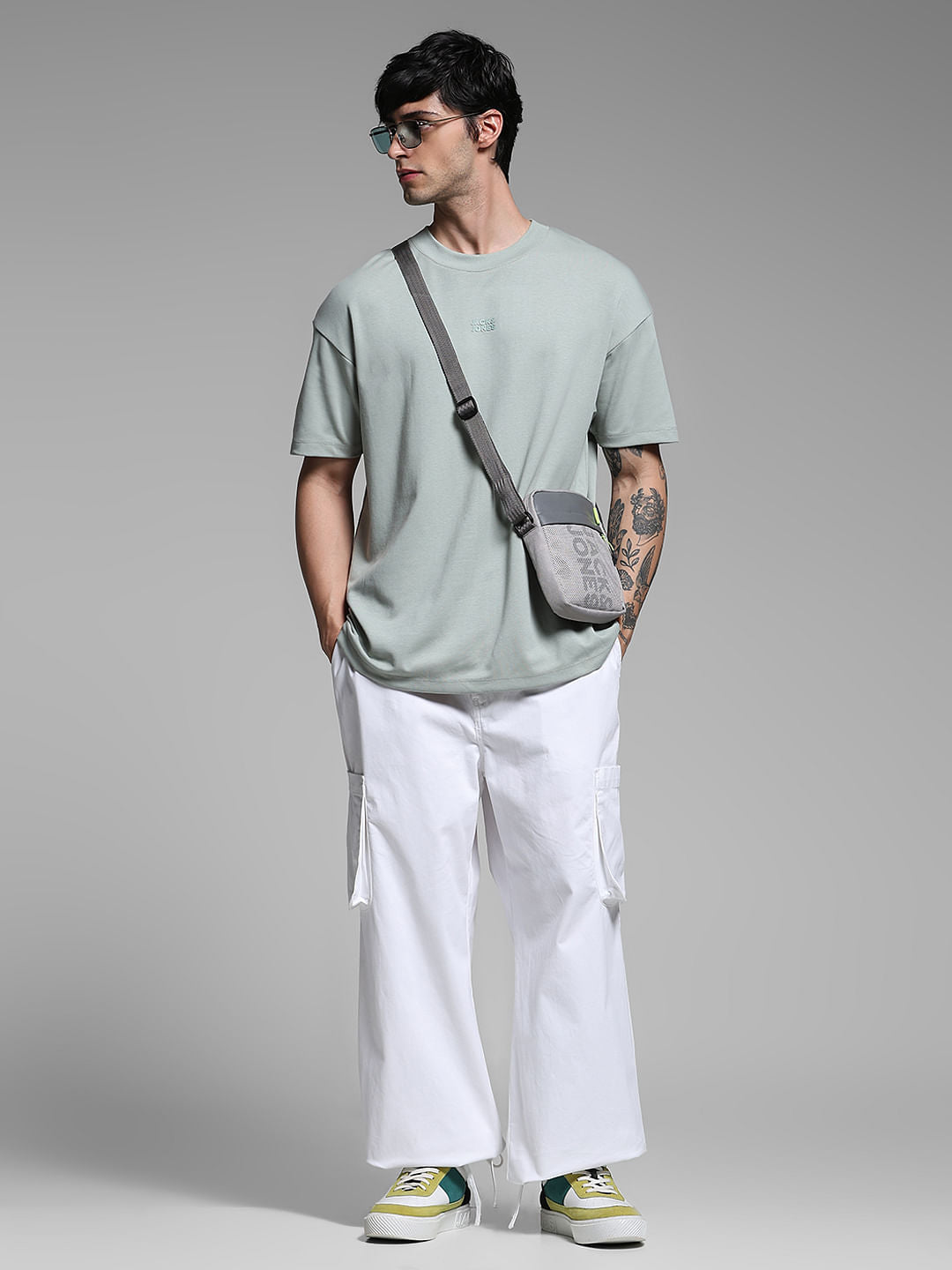 White Cotton Loose Fit Cargos