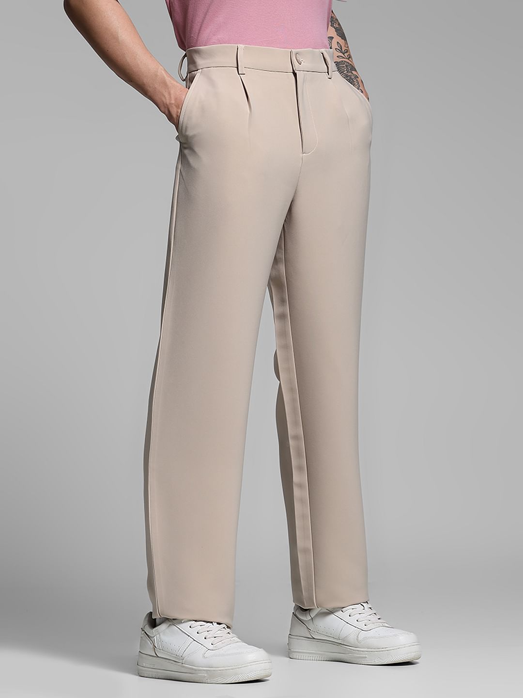 Beige Loose Fit Pants