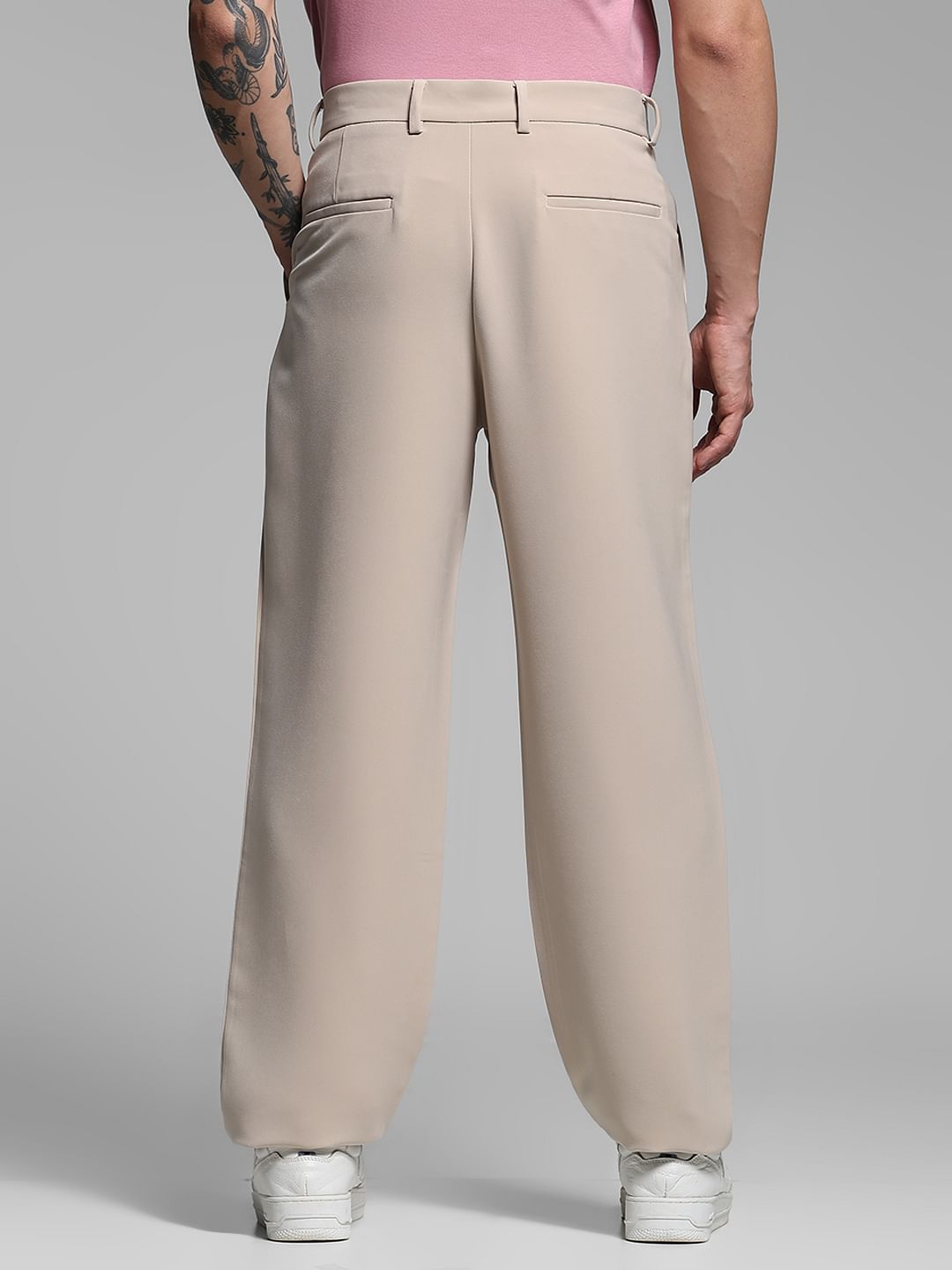 Beige Loose Fit Pants