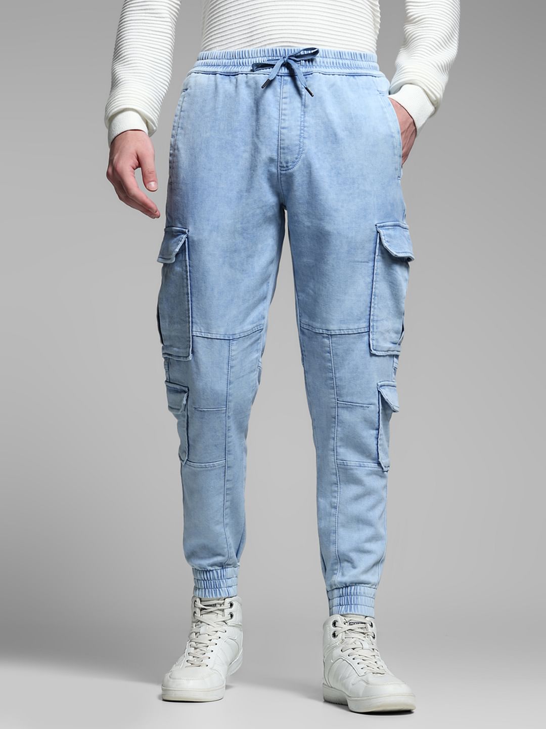 Light Blue High Rise Cargo Pants