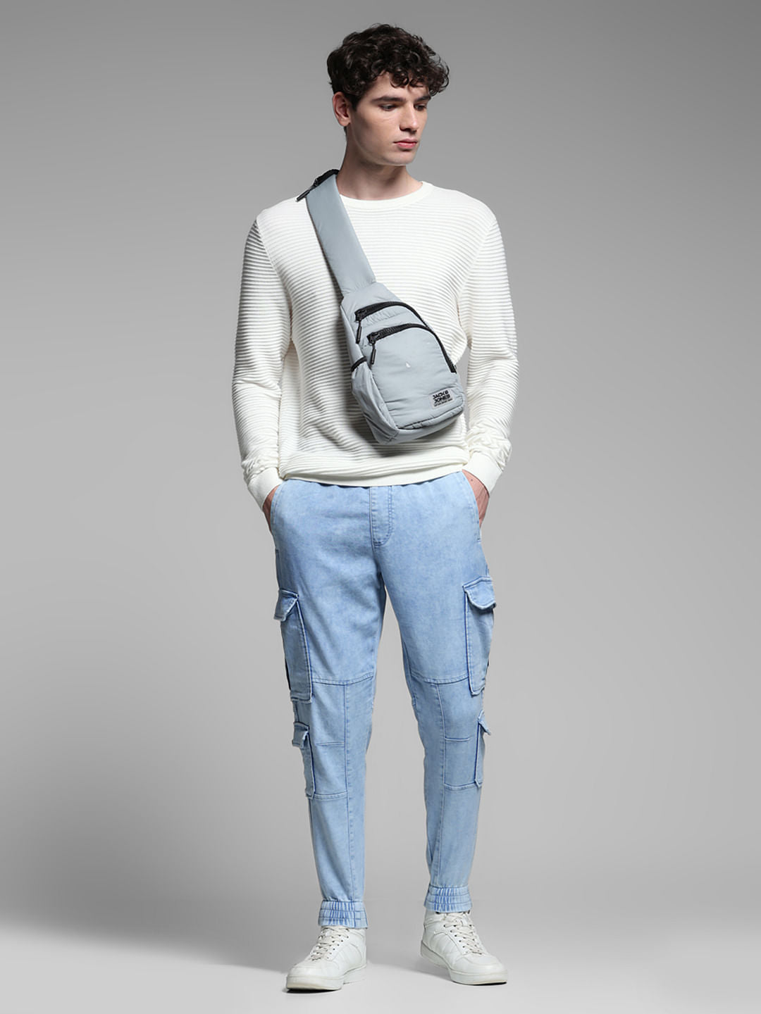 Light Blue High Rise Cargo Pants