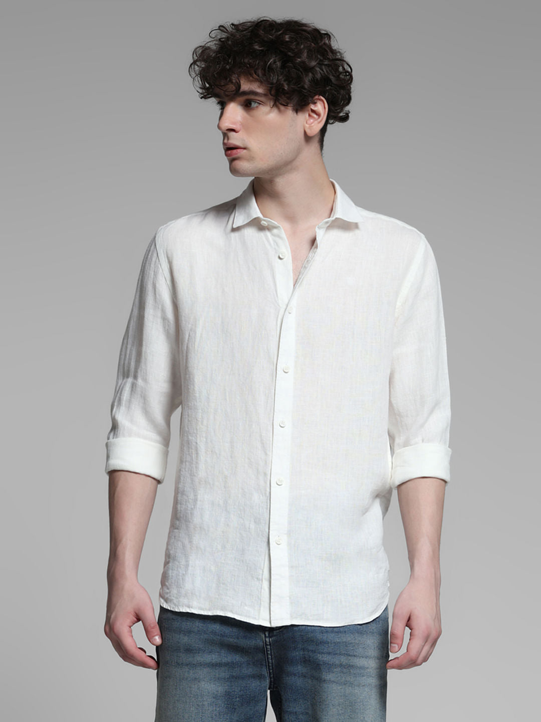 Linen Full Sleeves Shirt - White