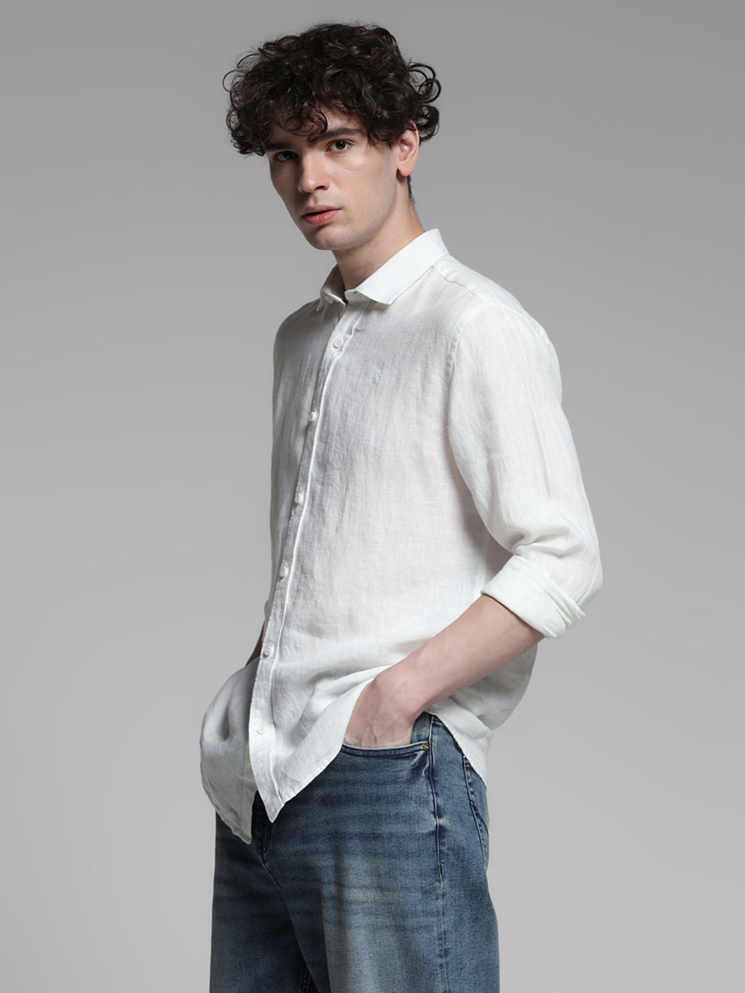 Linen Full Sleeves Shirt - White