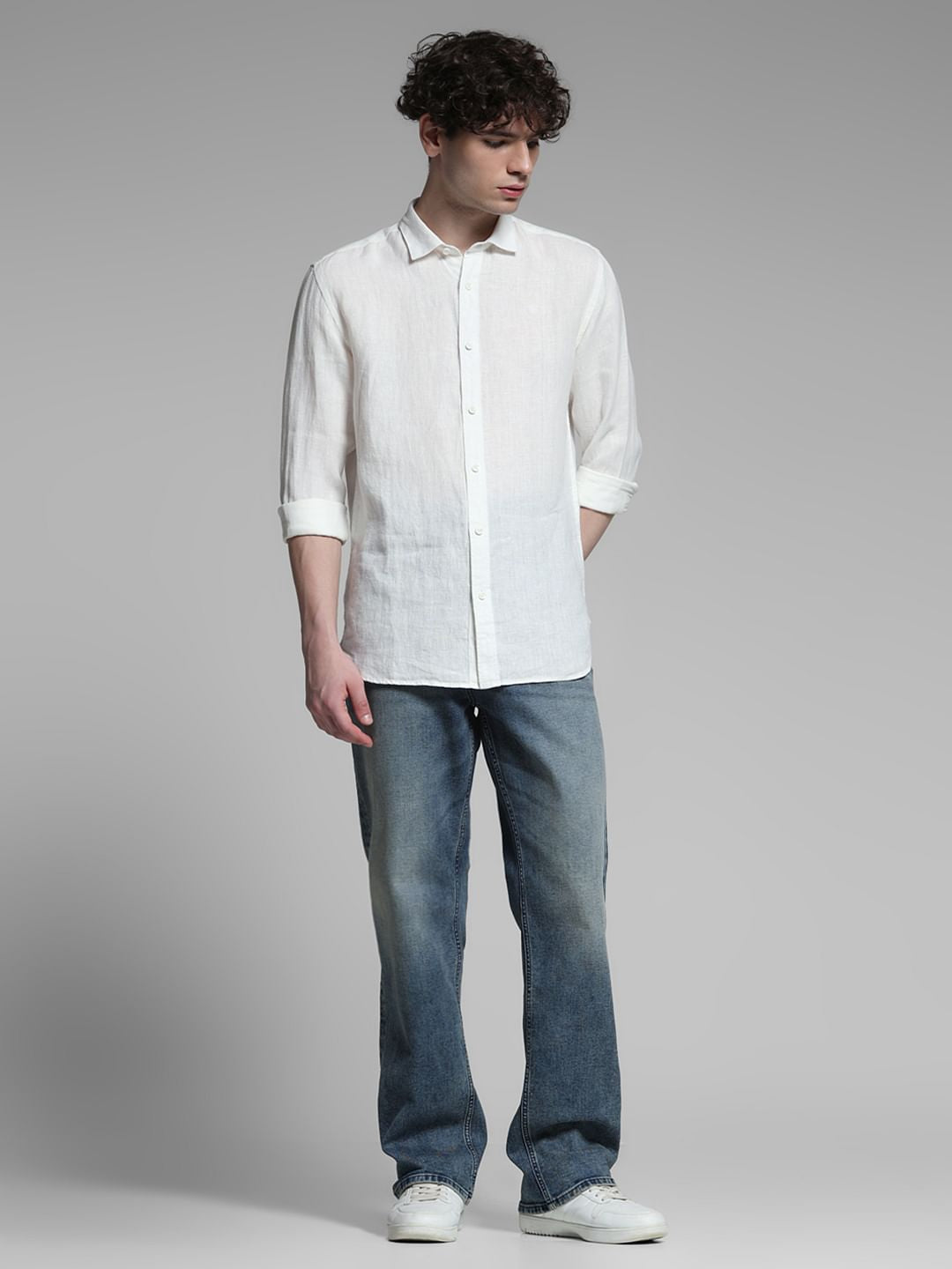 Linen Full Sleeves Shirt - White