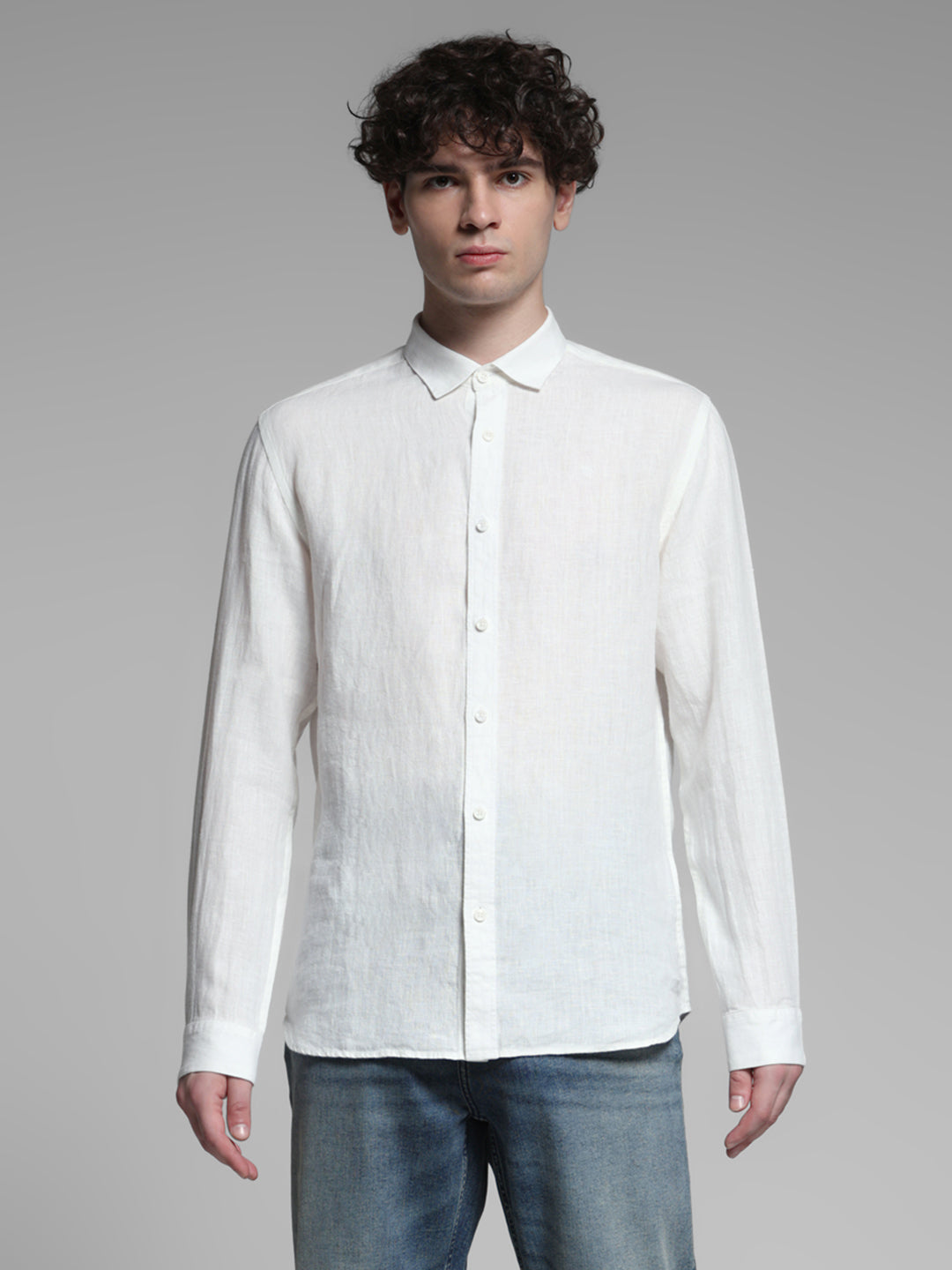 Linen Full Sleeves Shirt - White