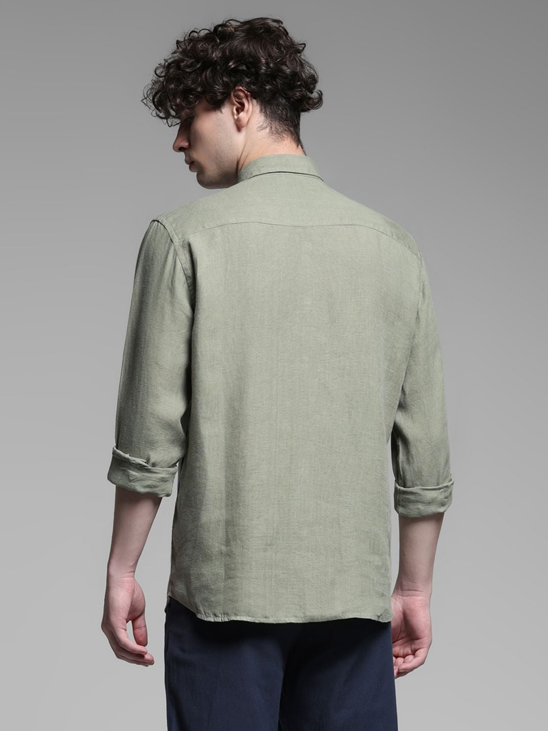 Linen Full Sleeves Shirt - Green