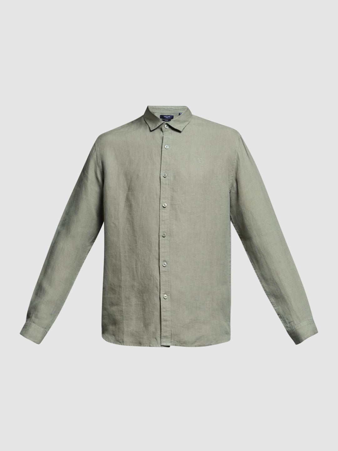 Linen Full Sleeves Shirt - Green