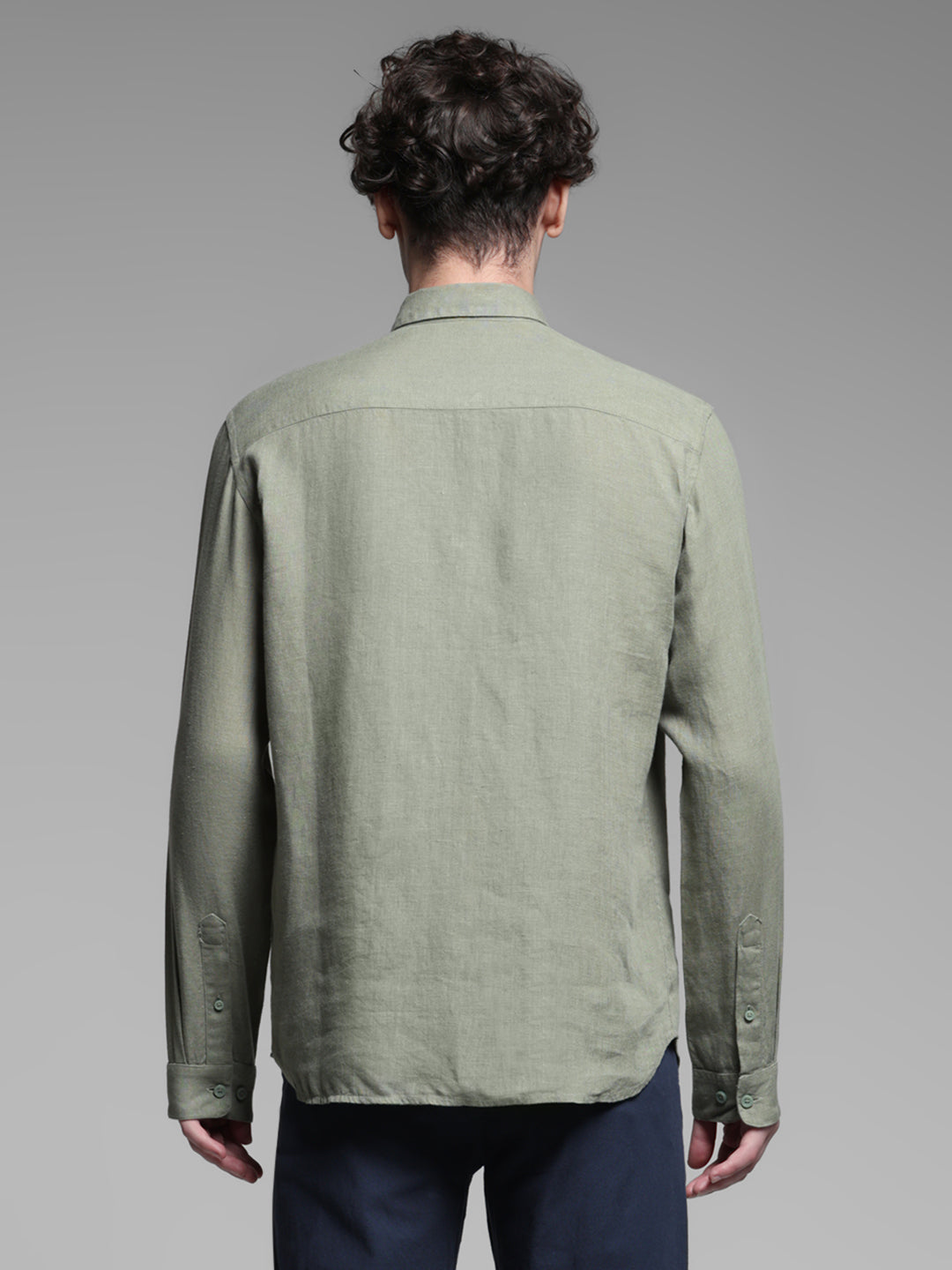 Linen Full Sleeves Shirt - Green