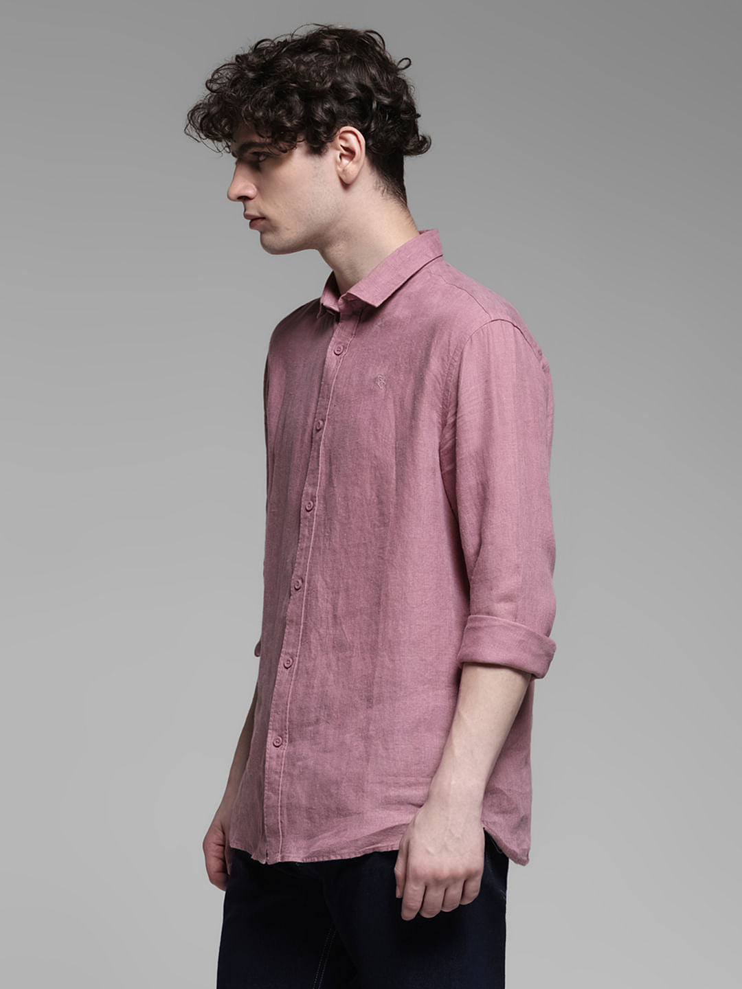 Linen Full Sleeves Shirt - Pink