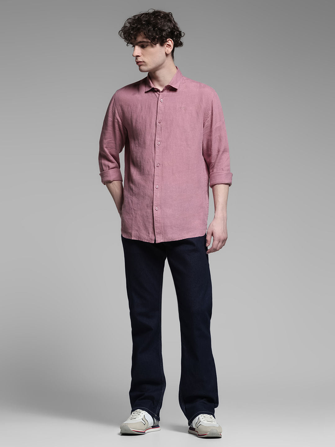Linen Full Sleeves Shirt - Pink