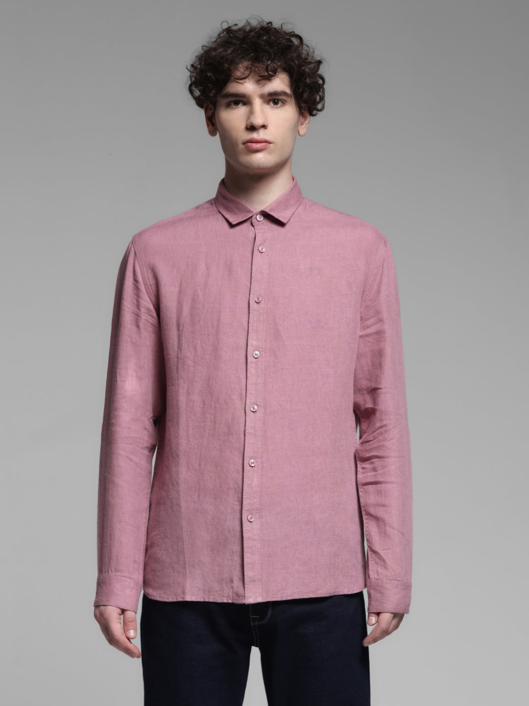 Linen Full Sleeves Shirt - Pink