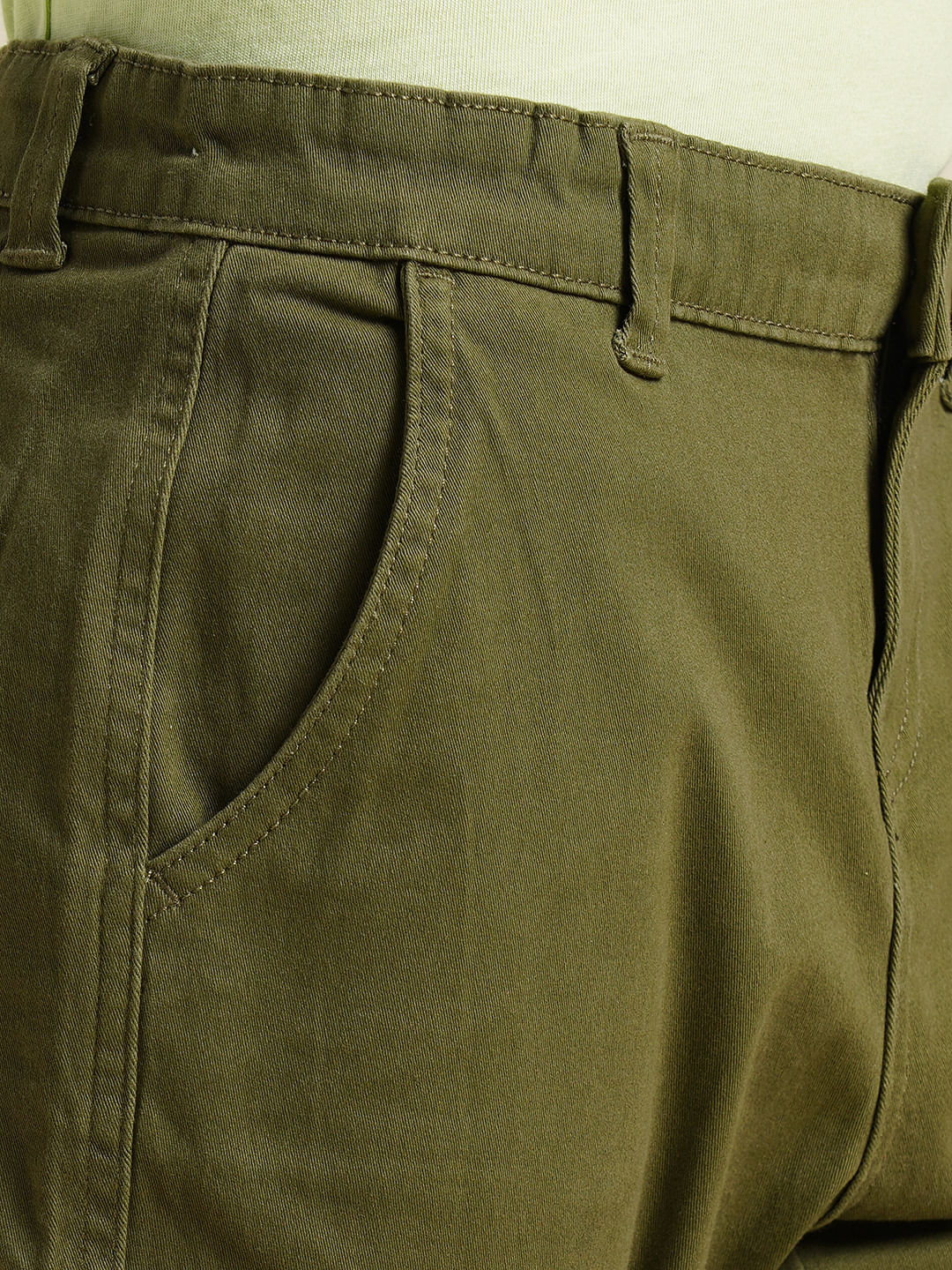 Boys Olive Mid Rise Cargo Pants