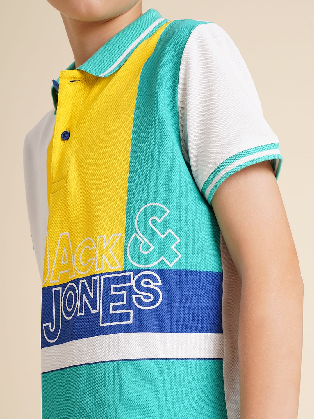 Boys Blue Colourblocked Cotton Polo
